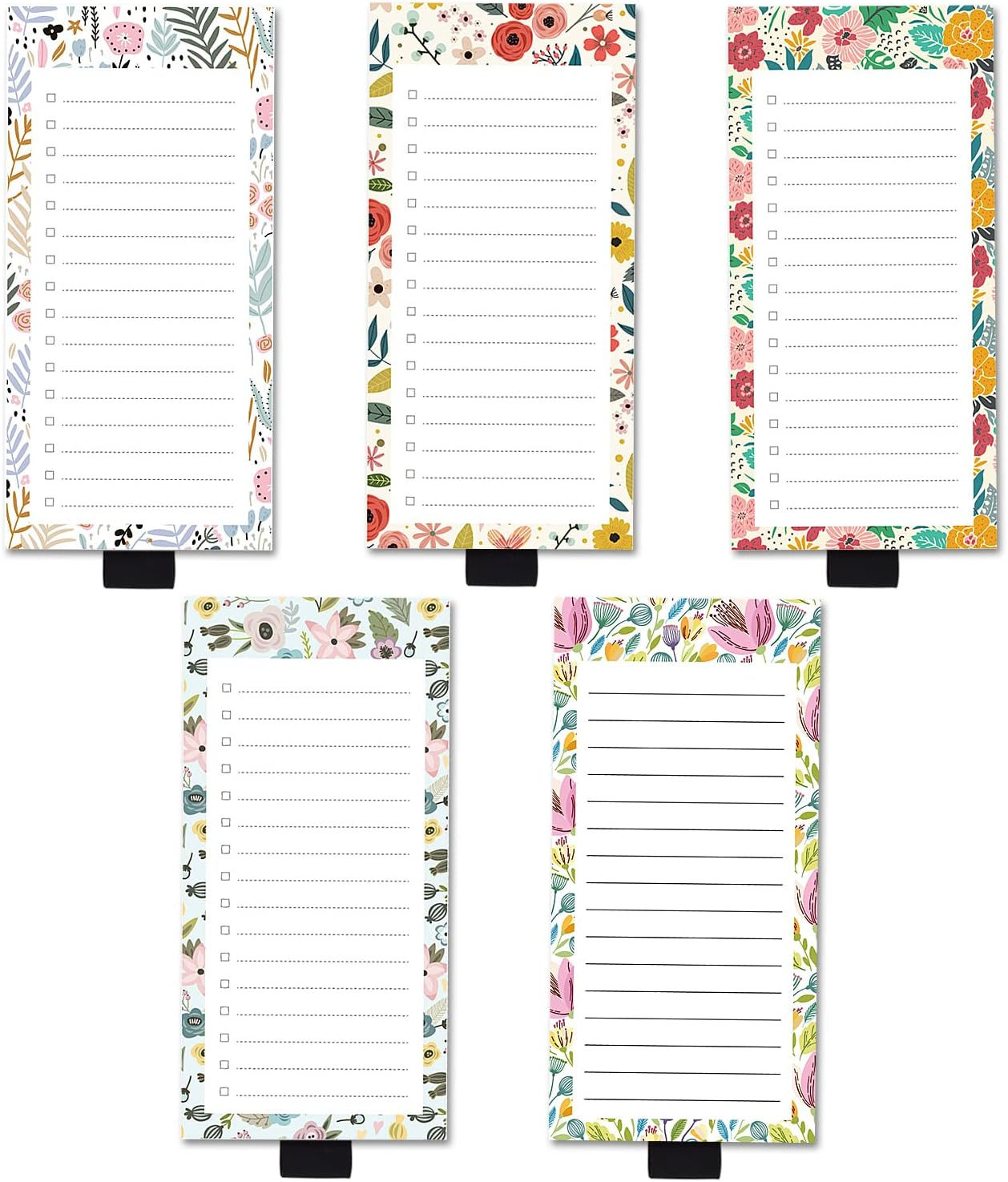 5 Pack Full Magnetic Notepads for Fridge with Pen Holder, Tulips Tropical Flower Bloom Plants, 6" X 3", 50 Sheets, Magnet Memo Pad for Fridge, Locker, File Cabinet, to Do List, Grocery Shopping image number 1
