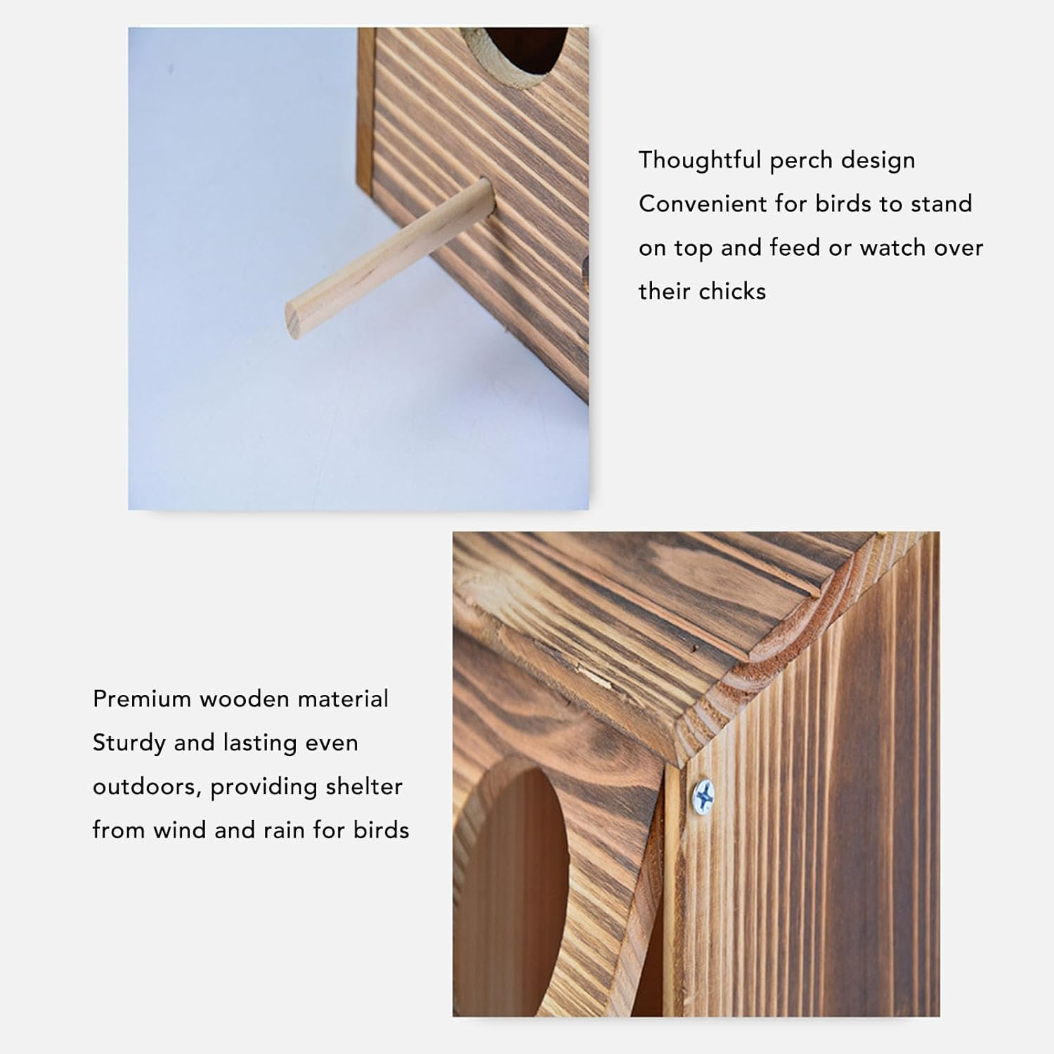 Wood Bird House, Owl House for Outside, Versatile Mounting Birdhouses for outside Clearance with Pole Bird Nesting Box, Barn Owl House Bluebird for Garden Patio Decorative