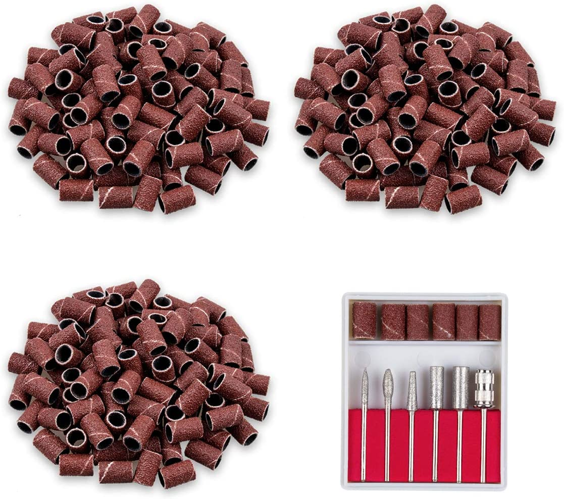 Subay Professional Nail Drill Bits Set 6PCS 3/32Inch, Sanding Bands 300PCS #80#120#180 for Acrylic, Gel Nails, Dip Powder Nails and Manicure Pedicure image number 4