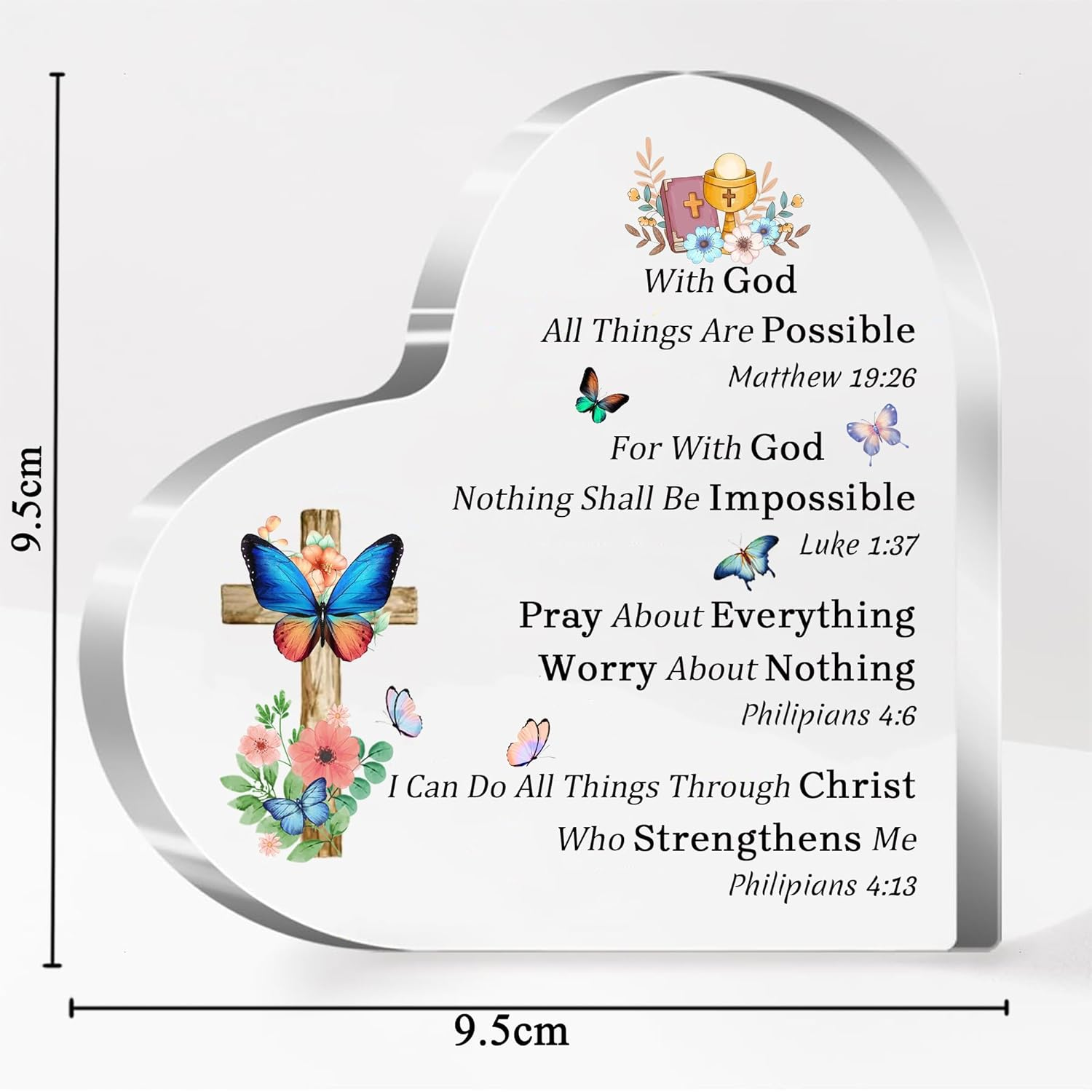 Acrylic Plaque Sign for Woman Man Christian Gifts Bible Verses Quotes Home Decor Inspirational Birthday Bestie Son Daughter Graduation Christmas Religious Keepsakes with God All Things Are Possible