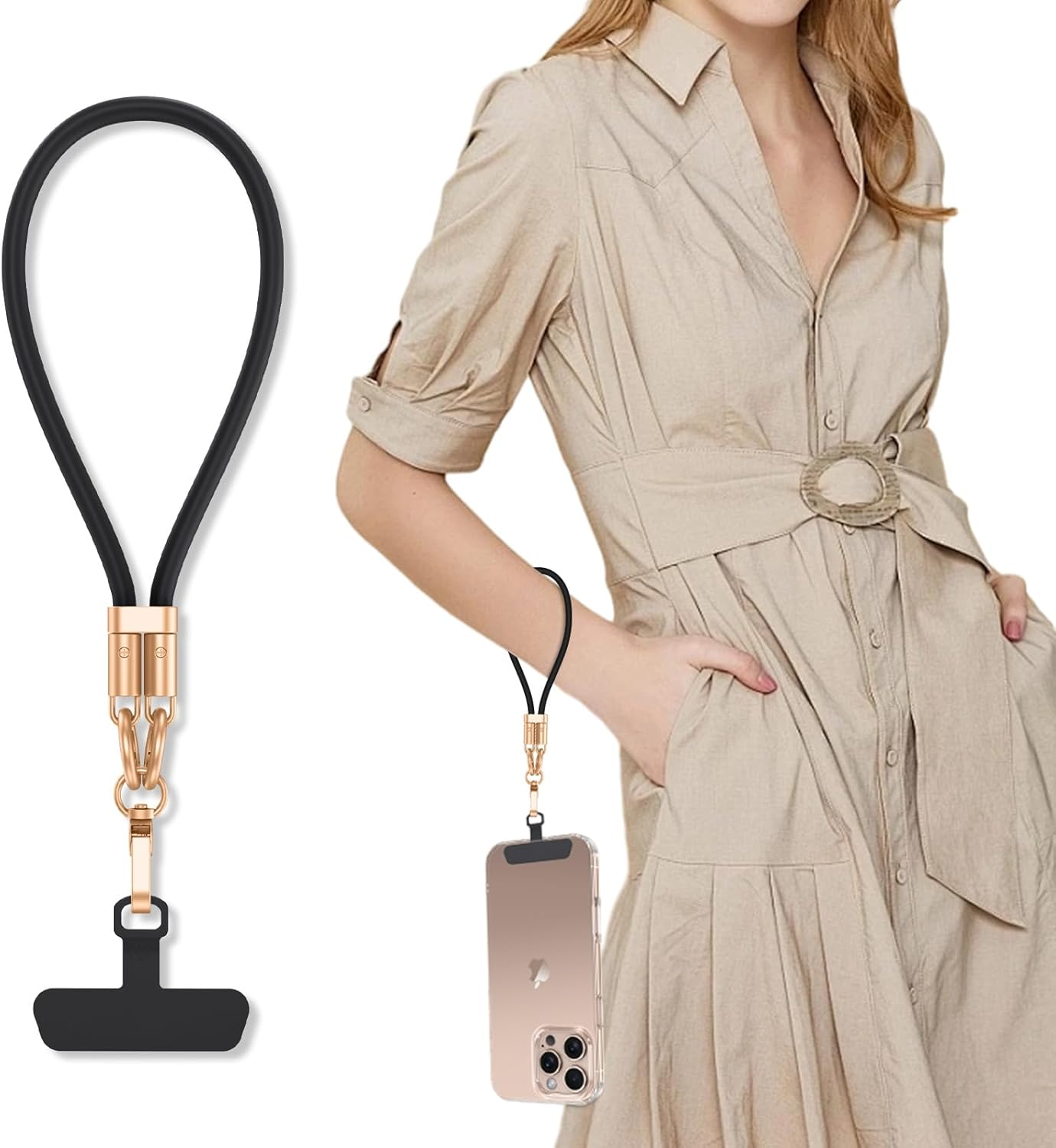 DUEDUE for Universal Silicone Phone Lanyard, Crossbody Phone Strap for Neck Adjustable Wrist Straps as Phone Grip Compatible with Most Phone Cases Cover