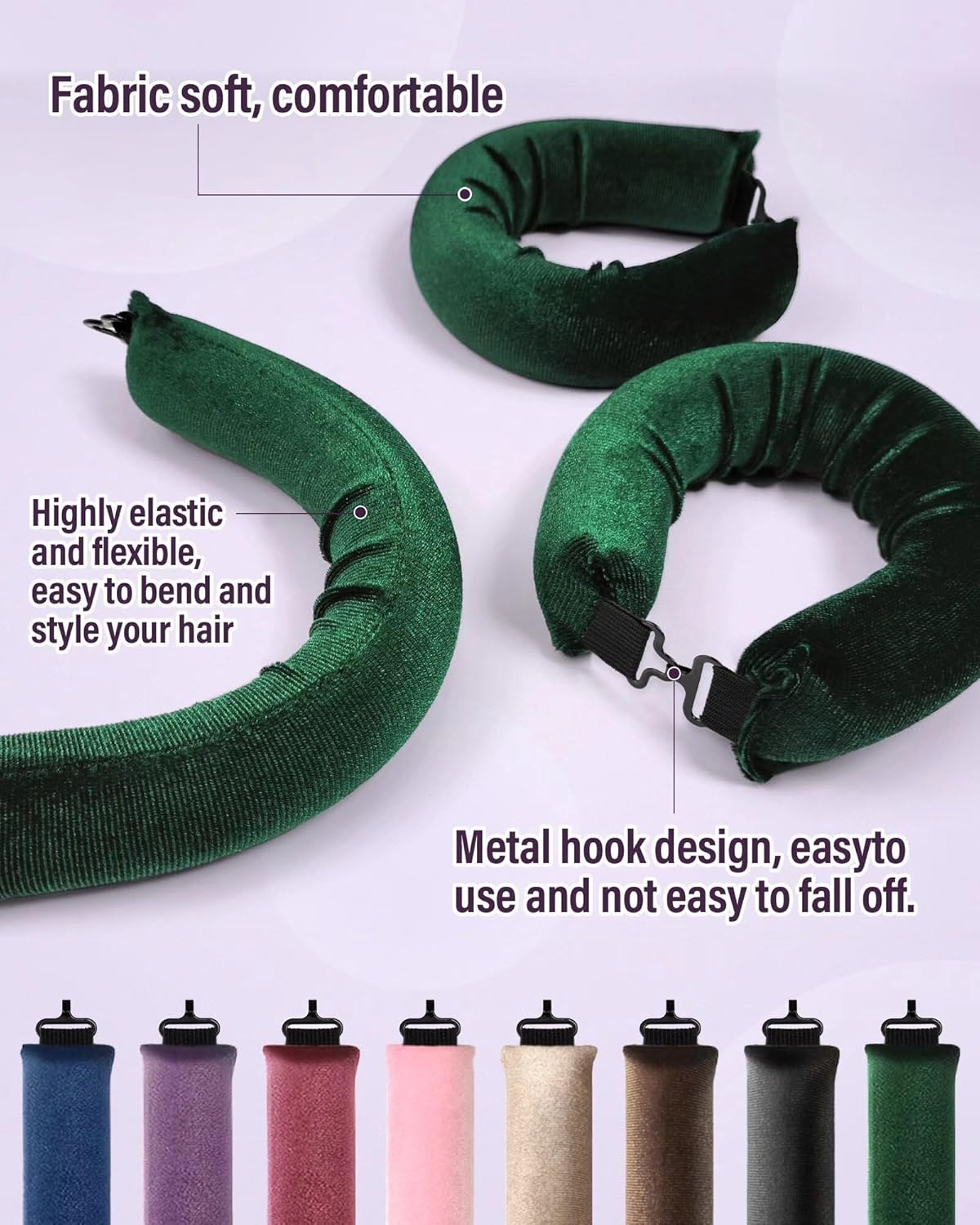 Heatless Hair Curler Overnight Curls-3 Pcs No Heat Curling Blowout Rod to Sleep In,Hair Rollers with Satin Scarf 4