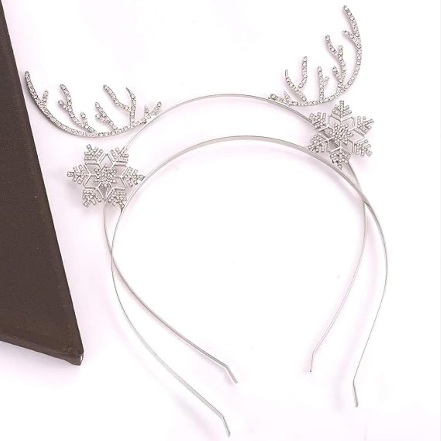Christmas Headband Reindeer Antlers Snowflake Headbands Crystal Rhinestone Deer Horn Headband Hair Band 2 Pack image number 2