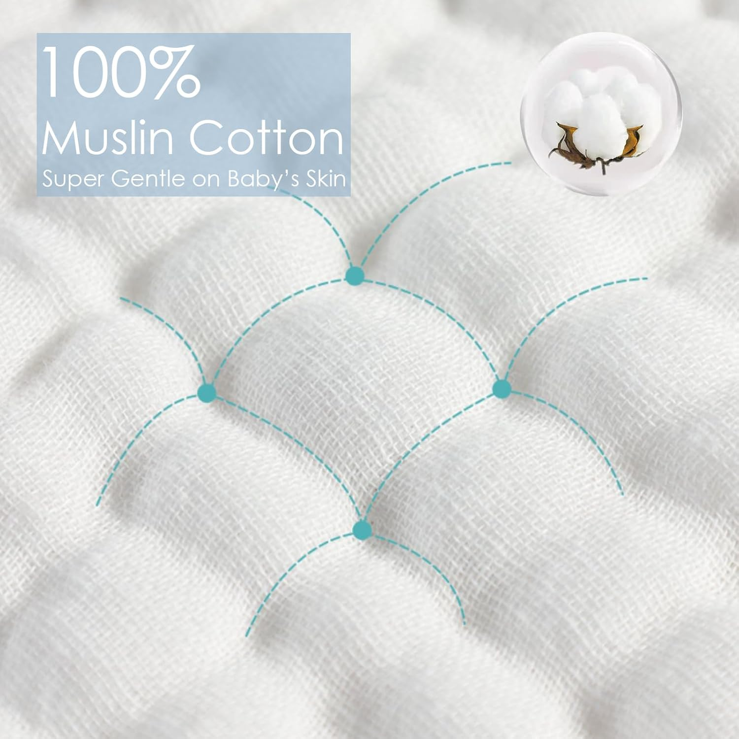 8 Pack Muslin Burp Cloths for Baby, 100% Cotton Baby Washcloths for Boys Girls, Large 20''X10'' Super Soft and Absorbent (White) image number 5