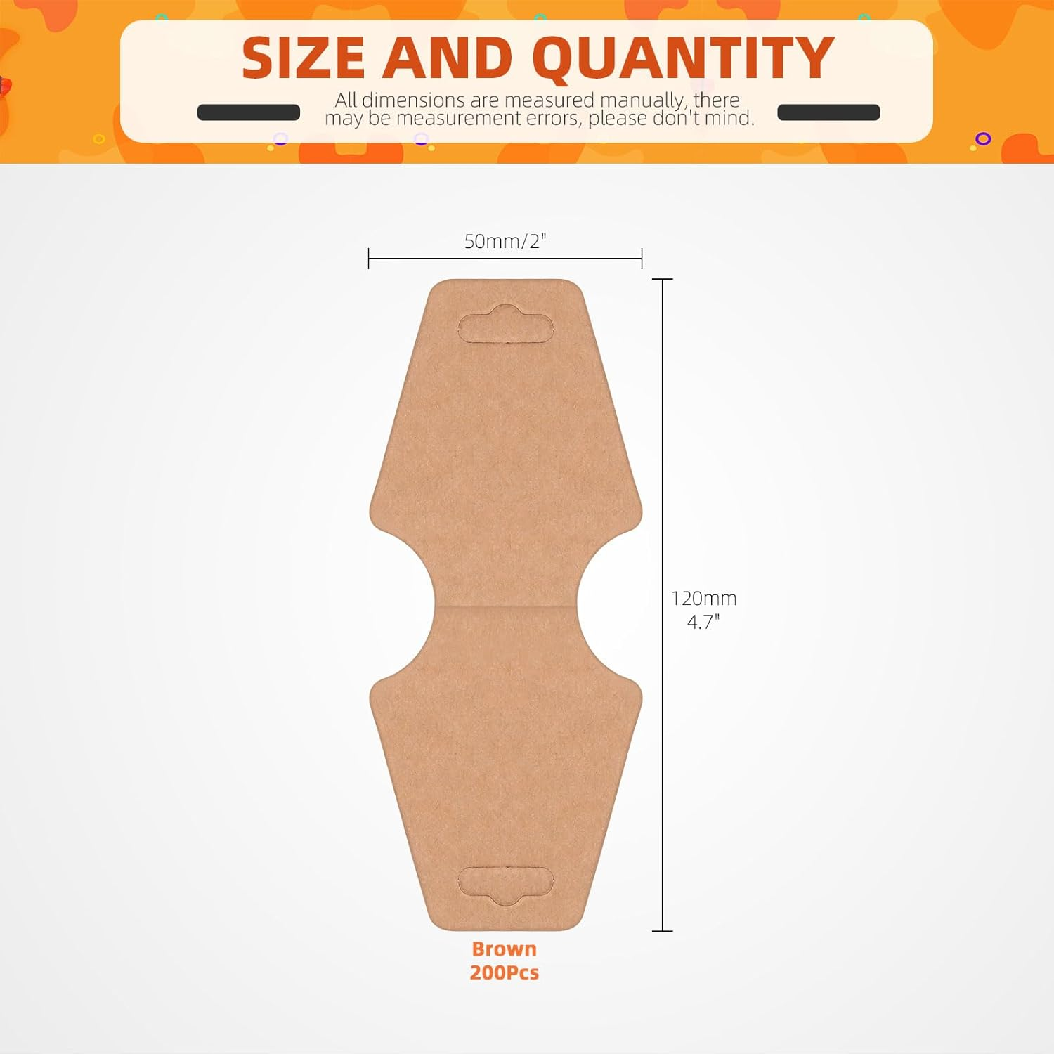 Tanstic 200Pcs Necklace Display Cards, 1.96 X 4.72 Inch/50 X 120Mm Bracelet Keychain Earring Kraft Paper Packing for Jewelry (Brown) image number 1