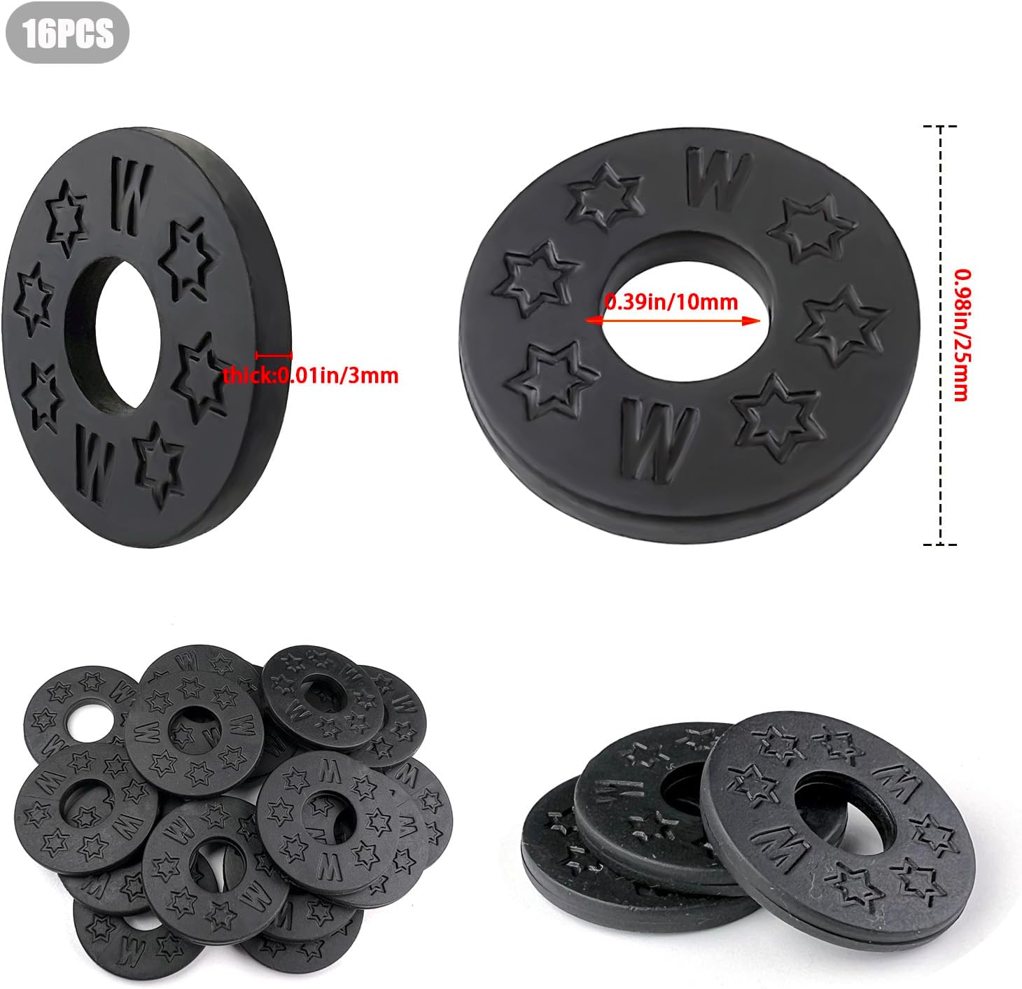 16 Pcs Guitar Strap Locks, Acoustic Guitar Strap Adapter for Electric, Acoustic & Bass Guitars, Strap Locks Compatible with Fender, Dunlop, Ernie Ball & More (Black) image number 5