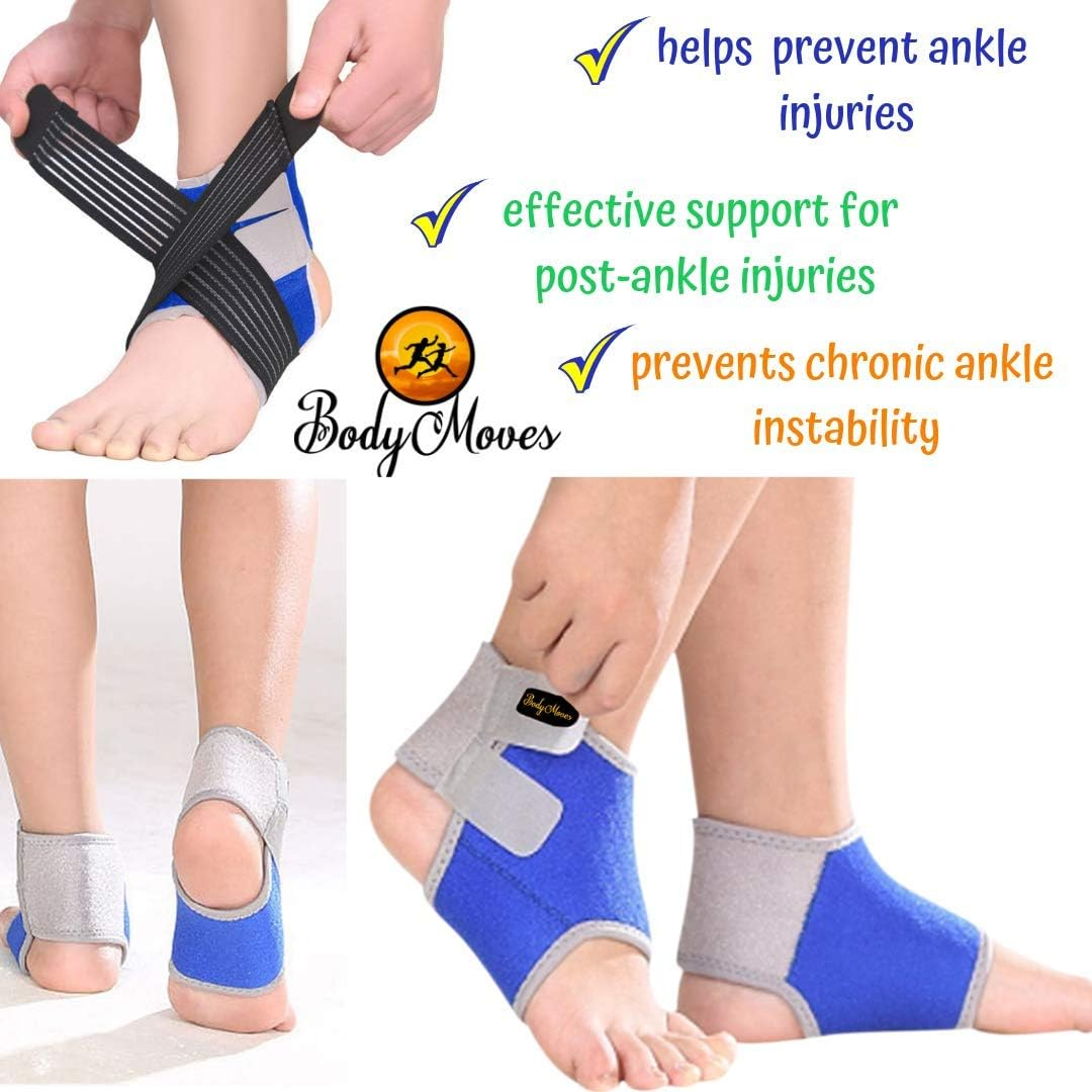 Bodymoves Kid'S Ankle Brace Support plus Hot and Cold Ice Pack (Active Blue, SMALL for Little Kids (US 12-3)) image number 3