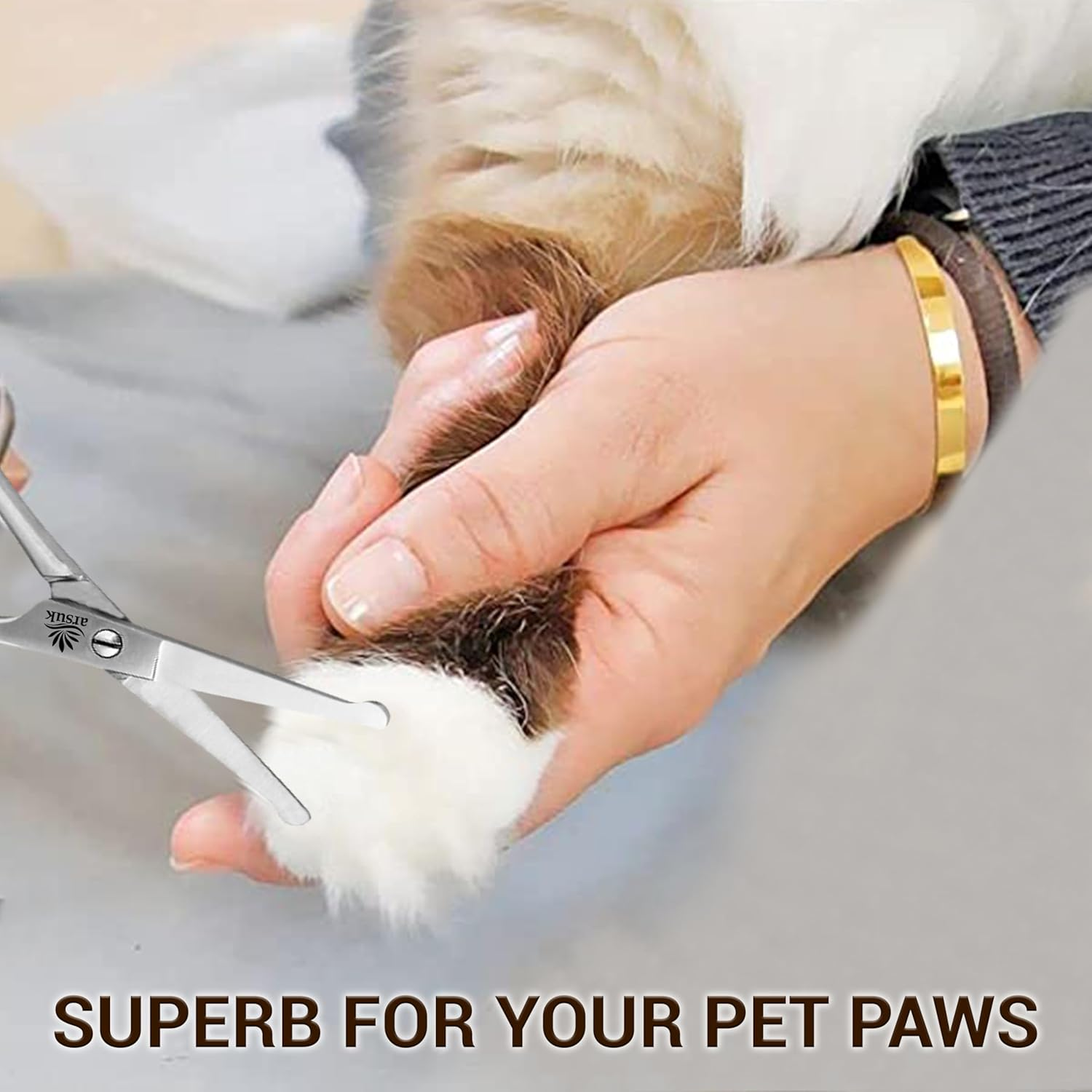 ARSUK Dog Scissors for Grooming Face and Paws, Ear and Eyes - Blunt Rounded Tip to Trim Any (Cat and Dog) Hair Securely Length 4.5-Inch Stainless Steel image number 4