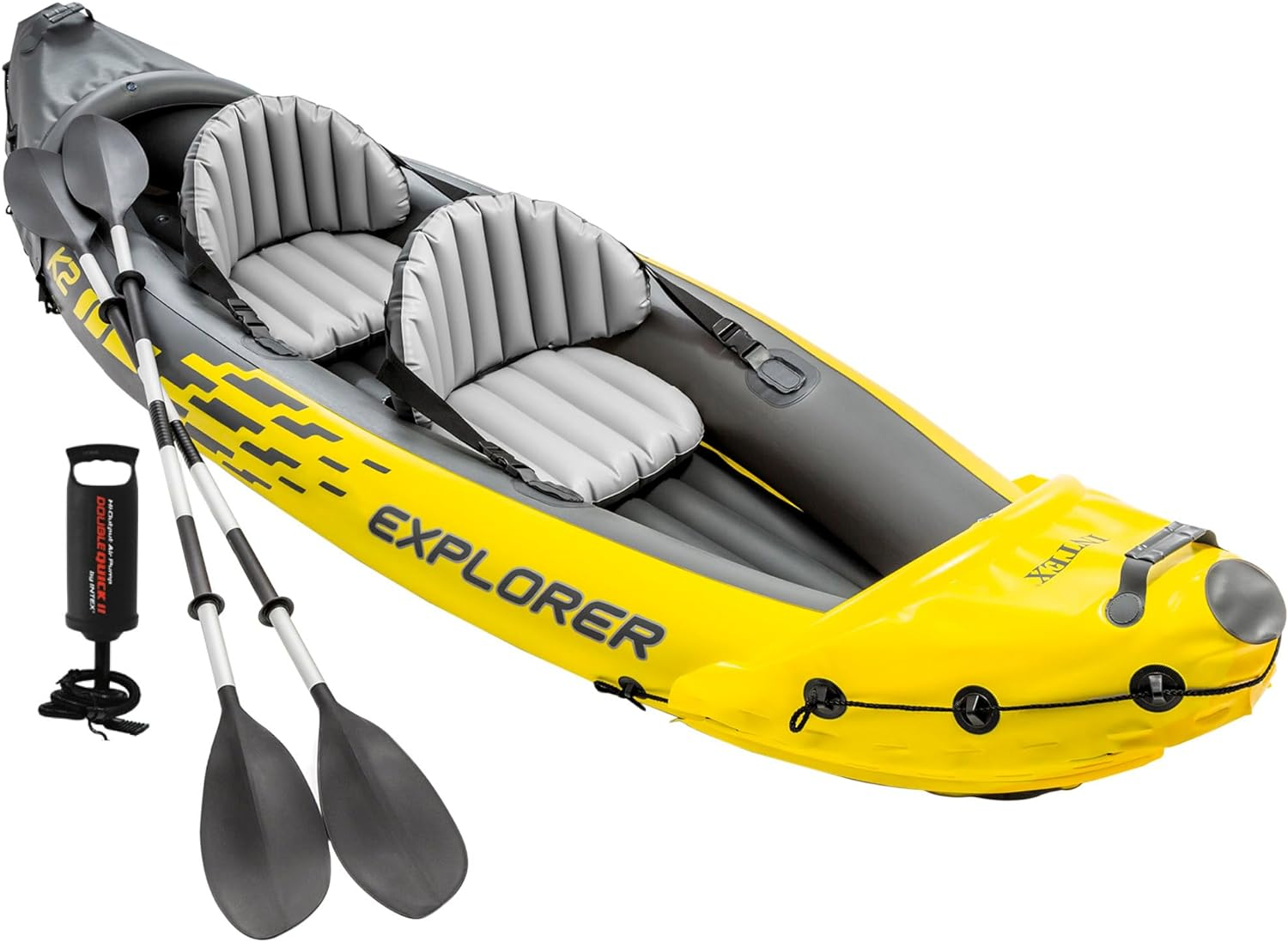 Intex Explorer K2 Kayak, 2-Person Inflatable Kayak Set with Aluminum Oars and High Output Air Pump image number 2