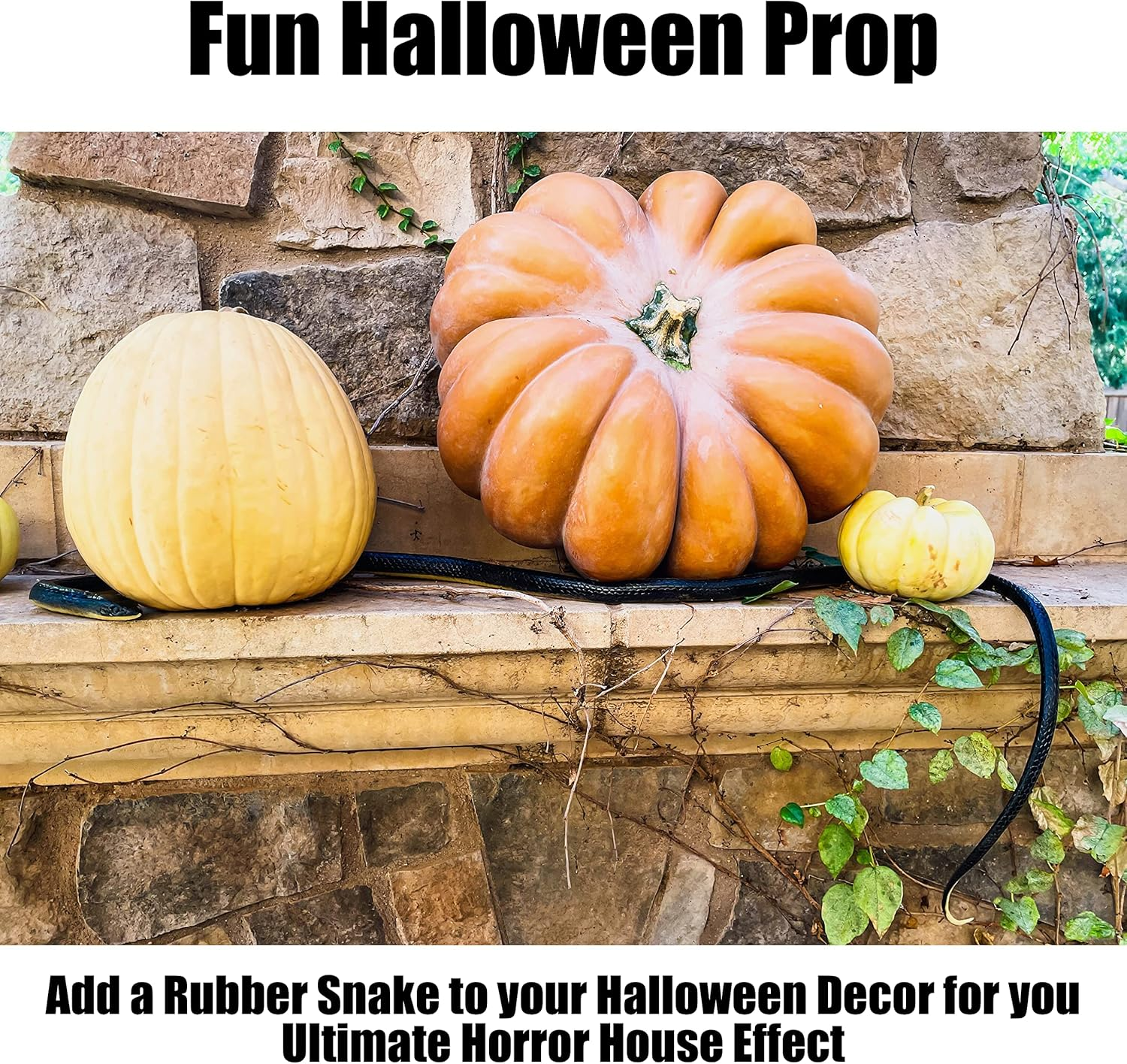 Funfamz Original Fake Snake Toy Pack - Realistic & Plastic Snake Prank, Large Black Snake Toy to Keep Birds Away image number 3