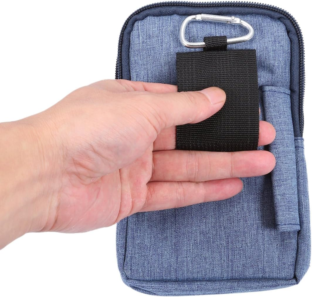 Vertical Cell Phone Waist Bag for Men, Mobile Phone Belt Pocket with Clip, Universal Mens Mobile Phone Belt Clip Holder Smartphone Waist Pouch Fanny Pack Protective Wallet with Carabiner Belt Loop