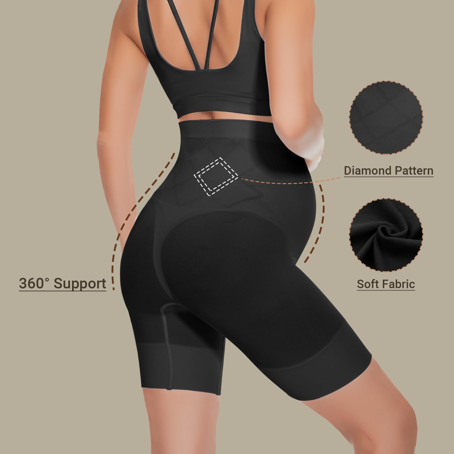 Maternity Underwear over Bump, Womens High Waist Mid-Thigh Pregnancy Shapewear Seamless Boyshorts Panties for under Dresses image number 4