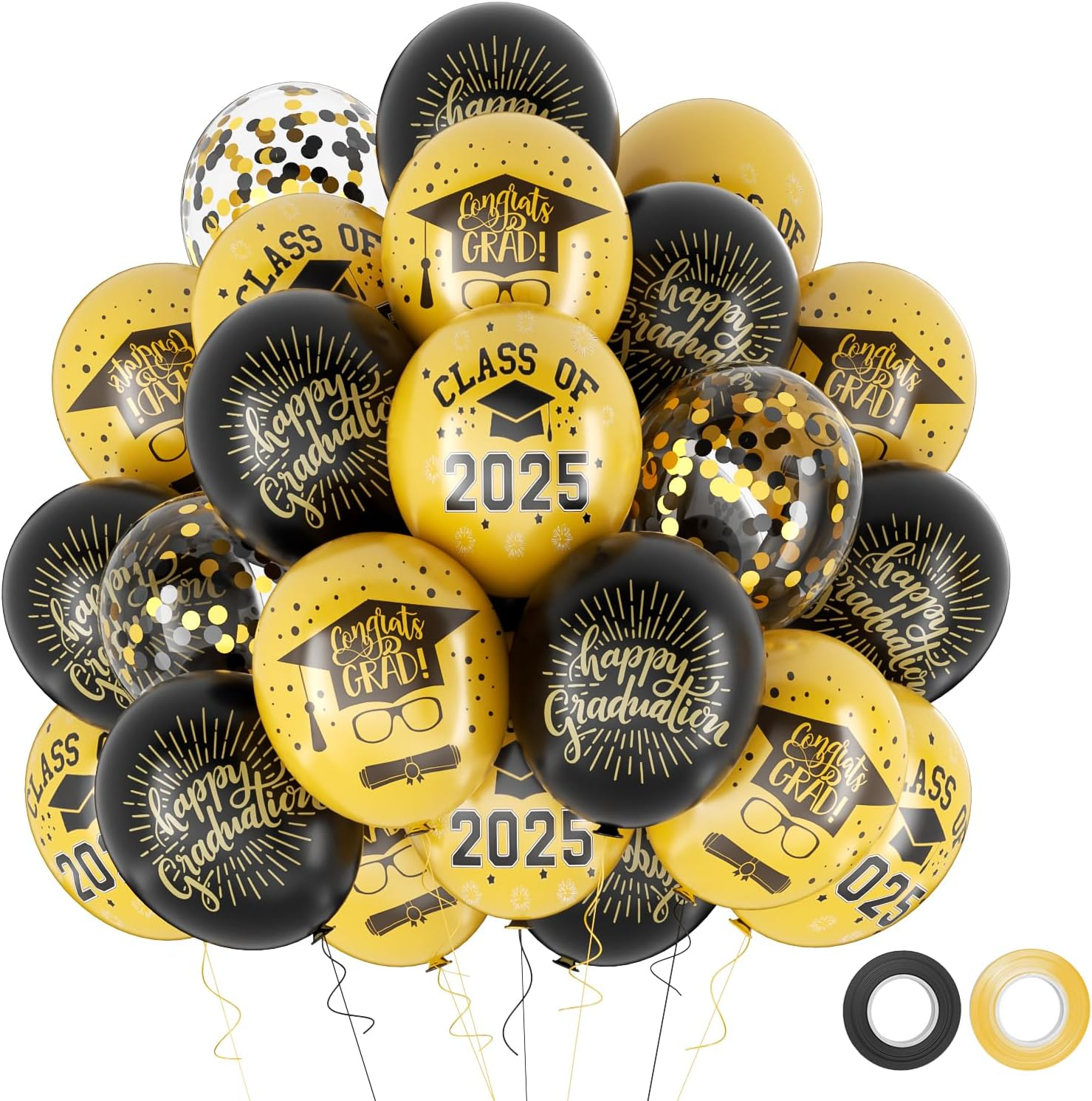 Pink and Rose Gold Party Balloons, 60Pcs 12 Inch Hot Pink White Rose Gold Confetti Latex Balloons for Birthday Wedding Baby Showe Gender Graduation Anniversary Party Decoration