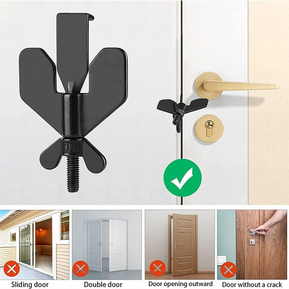 Upgrade Portable Door Lock for Travel,Suithink 304 Stainless Steel Black Door Fittings Hardware Temporary Security Lock for Home Security Hotel Apartment, Prevent Unauthorized Entry (2) image number 2
