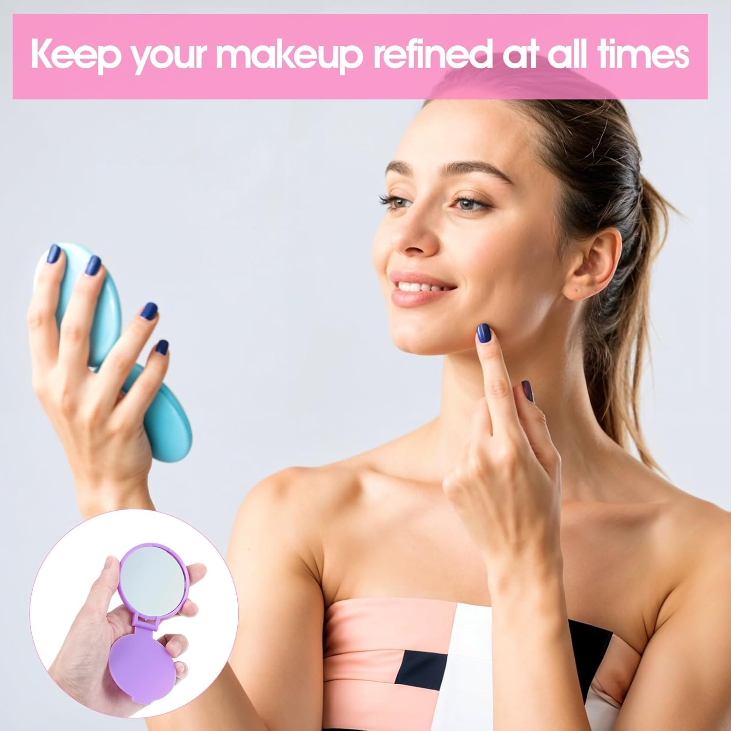 Hpmjz 12 Pcs Mini Folding Mirror Portable round Compact Mirrors 2.4 in Pocket Travel Mirror Vintage Small Makeup Mirrors for Purse Daily Use Party Favors Women Girls Gifts