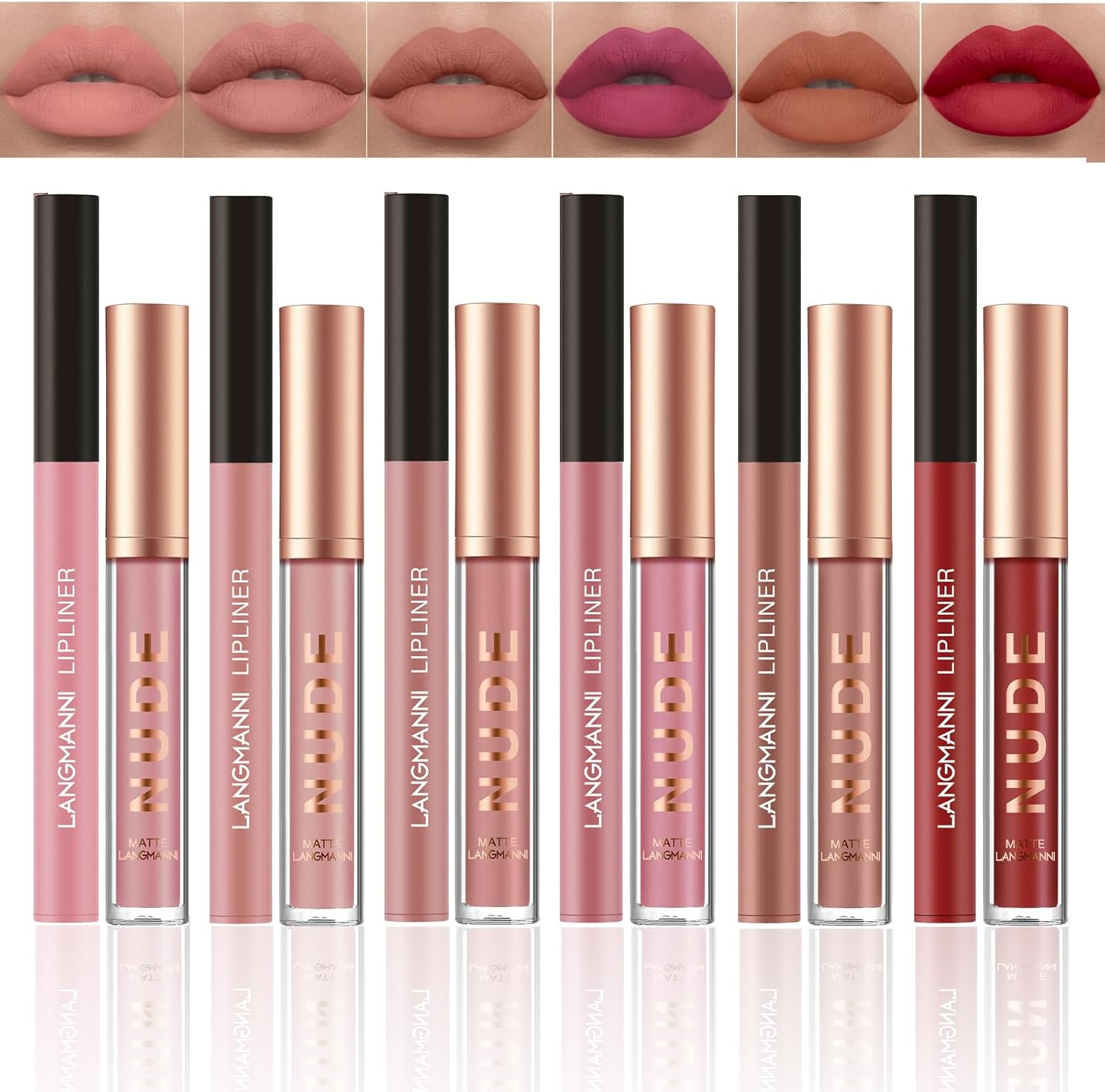 Enmart 12Pcs Lipstick Makeup Set, 2 in 1 Lip Liner Lip Gloss Set, Matte Liquid Lipsticks, Lip Liners Pencil, Long Lasting Waterproof Moisturizer Pigmented Lipstick, Beauty Lip Cosmetics for Girls