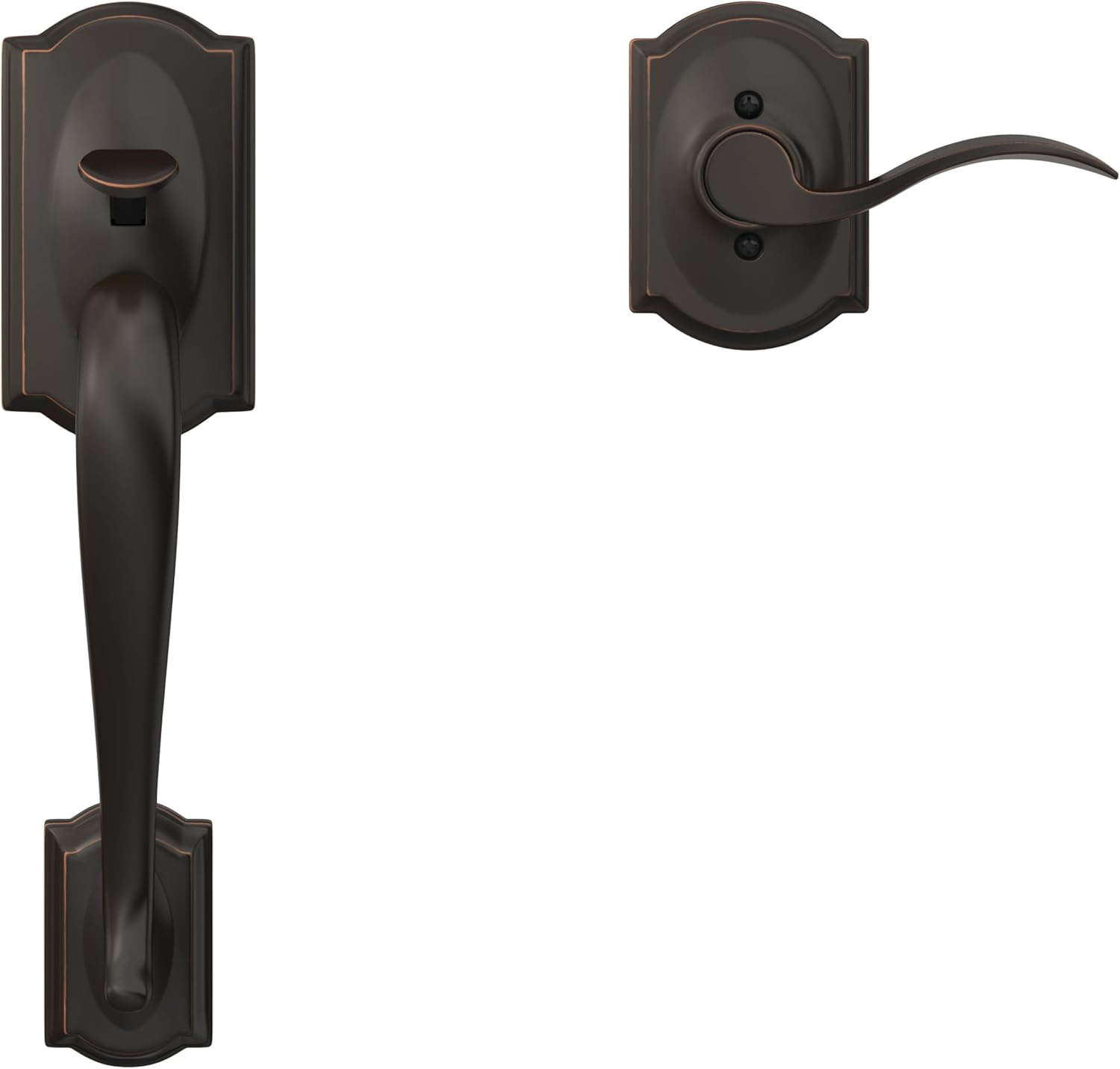 Camelot Front Entry Handle Accent Left-Handed Interior Lever (Aged Bronze) FE285 CAM 716 Acc LH - Bright Brass image number 4