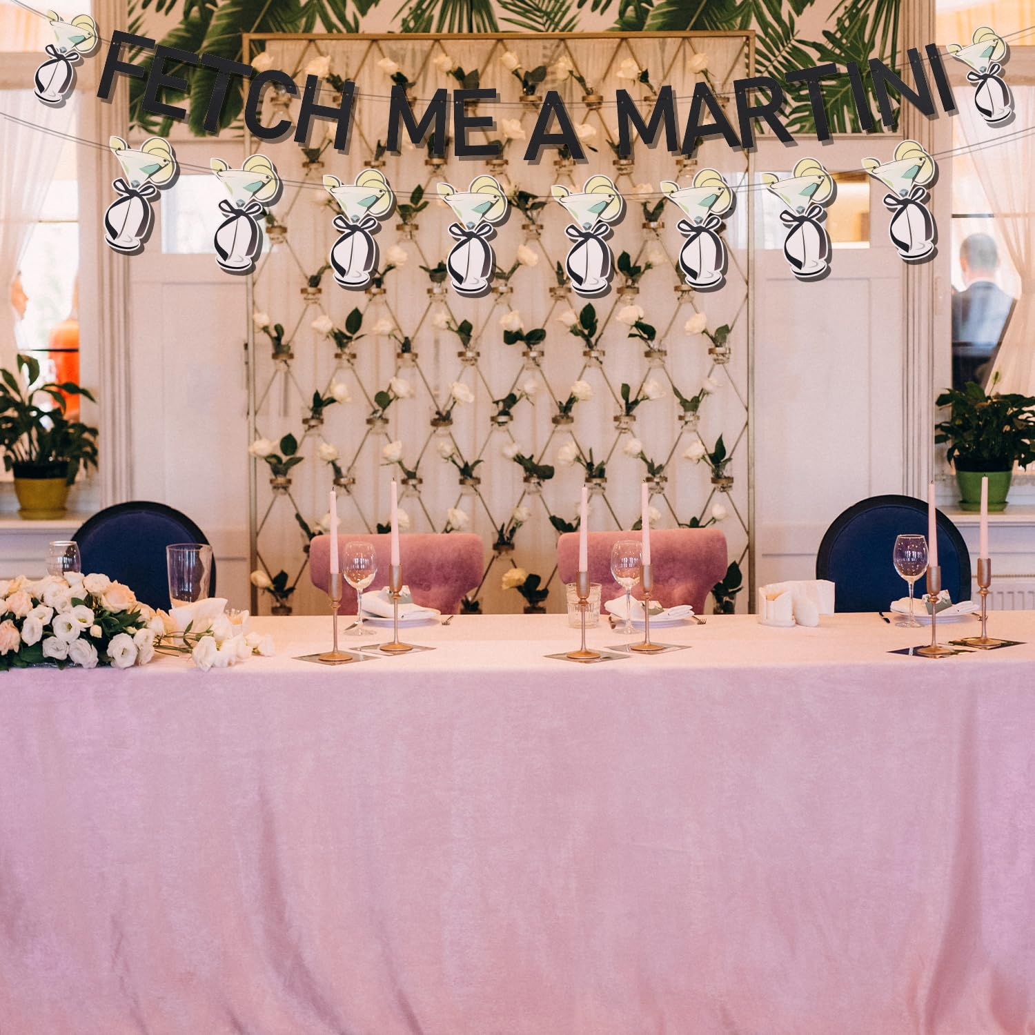 Fetch Me a Martini Banner, Glitter Martini Party Decorations Reusable Birthday Garland Decor Pre-Assembled Martini Themed Party Decorations for Bachelorette Party Backdrop image number 1