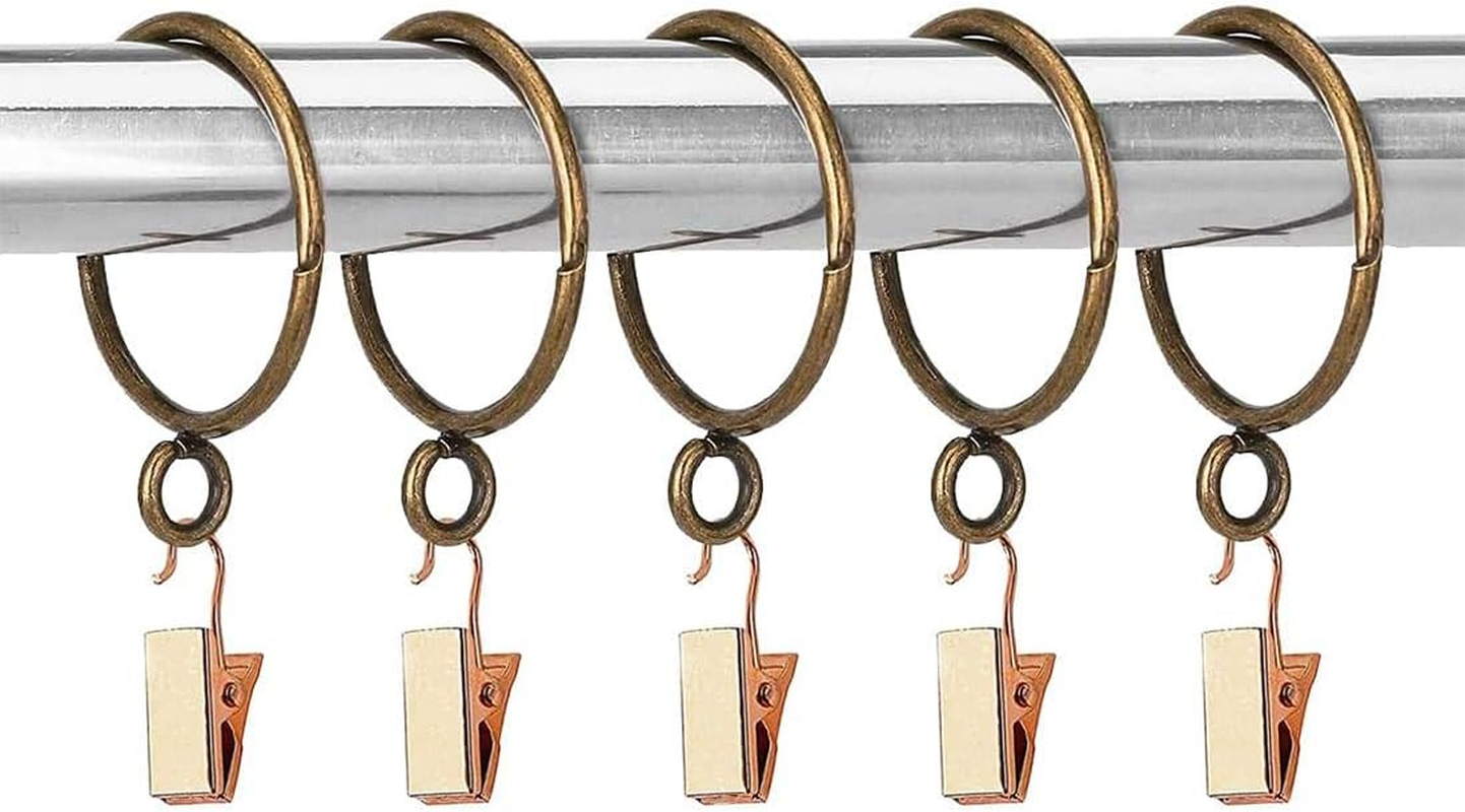 Opening Curtain Rings - Curtain Rod Clip Rings for 1.96" Rod, Set of 20Pcs Bronze Colour,Suitable for Shower Curtain, Window Curtain,Ect image number 1