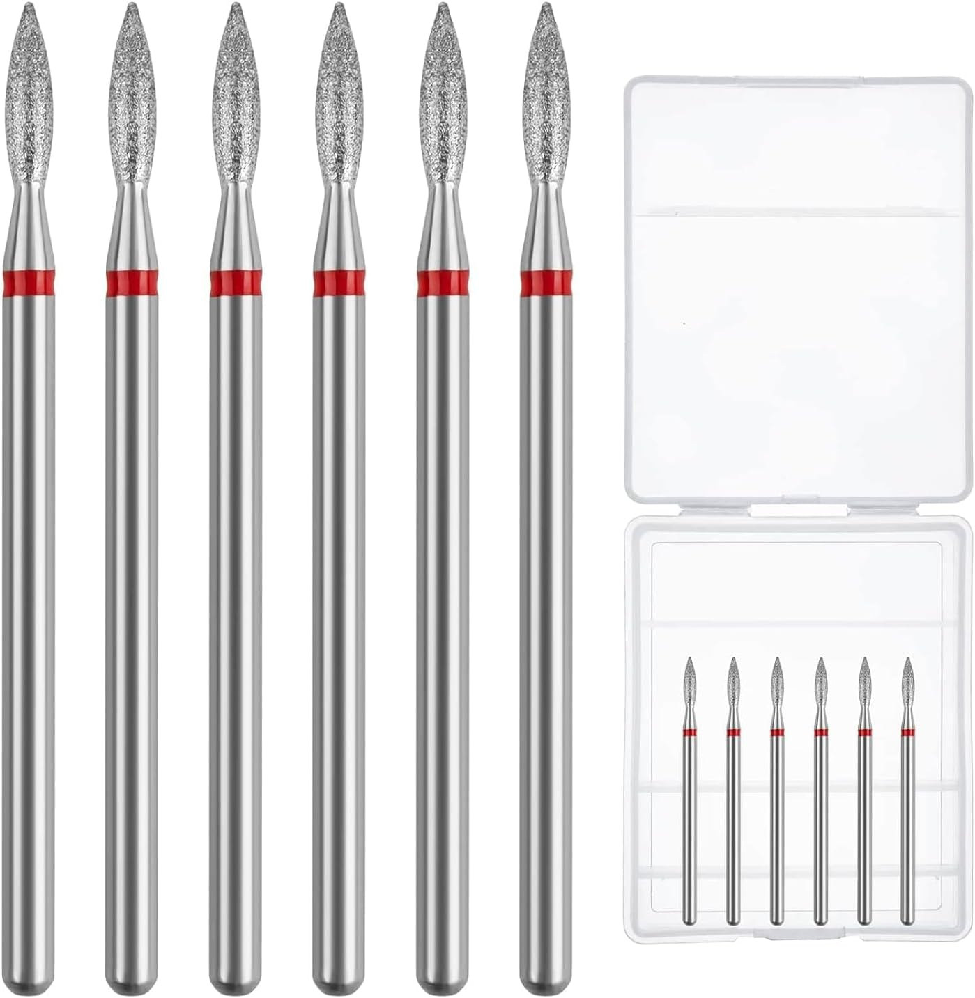 Difenni Cuticle Drill Bit,Nail Drill Bits Flame Cuticle Clean Drill Bit for 3/32''Electric Nail File Machine Cuticle Bit Nail Prep Tool (Red, Flame)