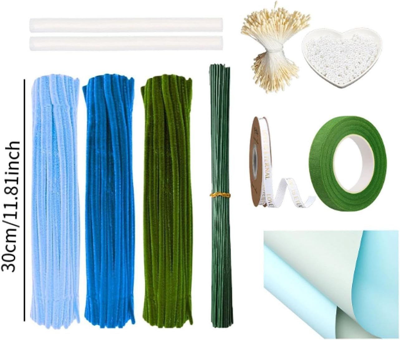 Nishiyuenyi Chenille Pipe Cleaners, Chenille Crafts, Creative Handmade Decorations, Pipe Cleaners for Crafts, Blue - Blue image number 3