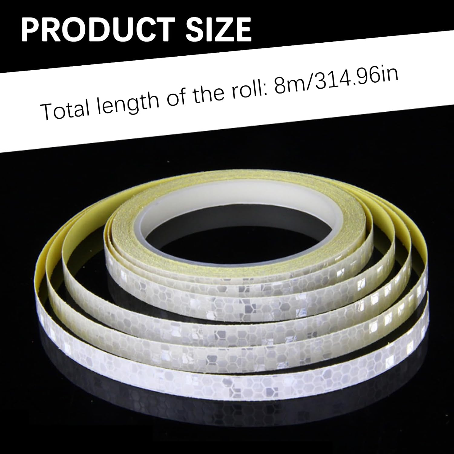8M White Reflective Tape - Reflective Tape for Safety Security Marking on Vehicles Bikes Helmets Clothing Waterproof Self Adhesive Outdoor Warning Stickers Roll image number 2