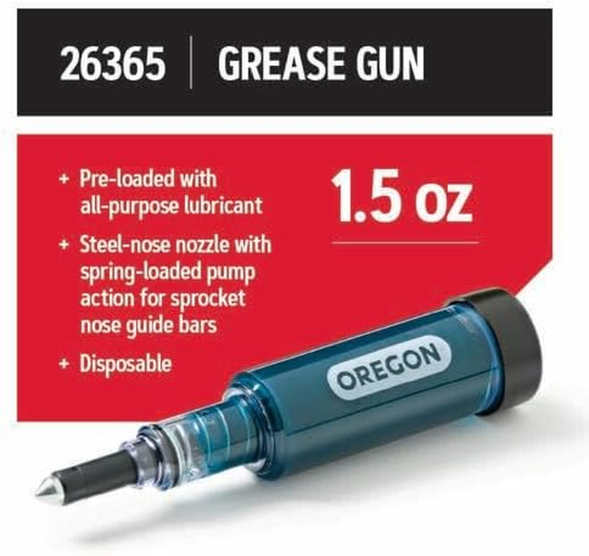 Oregon Grease Gun for Chainsaws, Pre Loaded All Purpose Lubricant, Easy Refill, Universal for Most Makes/Models of Saw Chains and Cutters (26365), Black image number 4