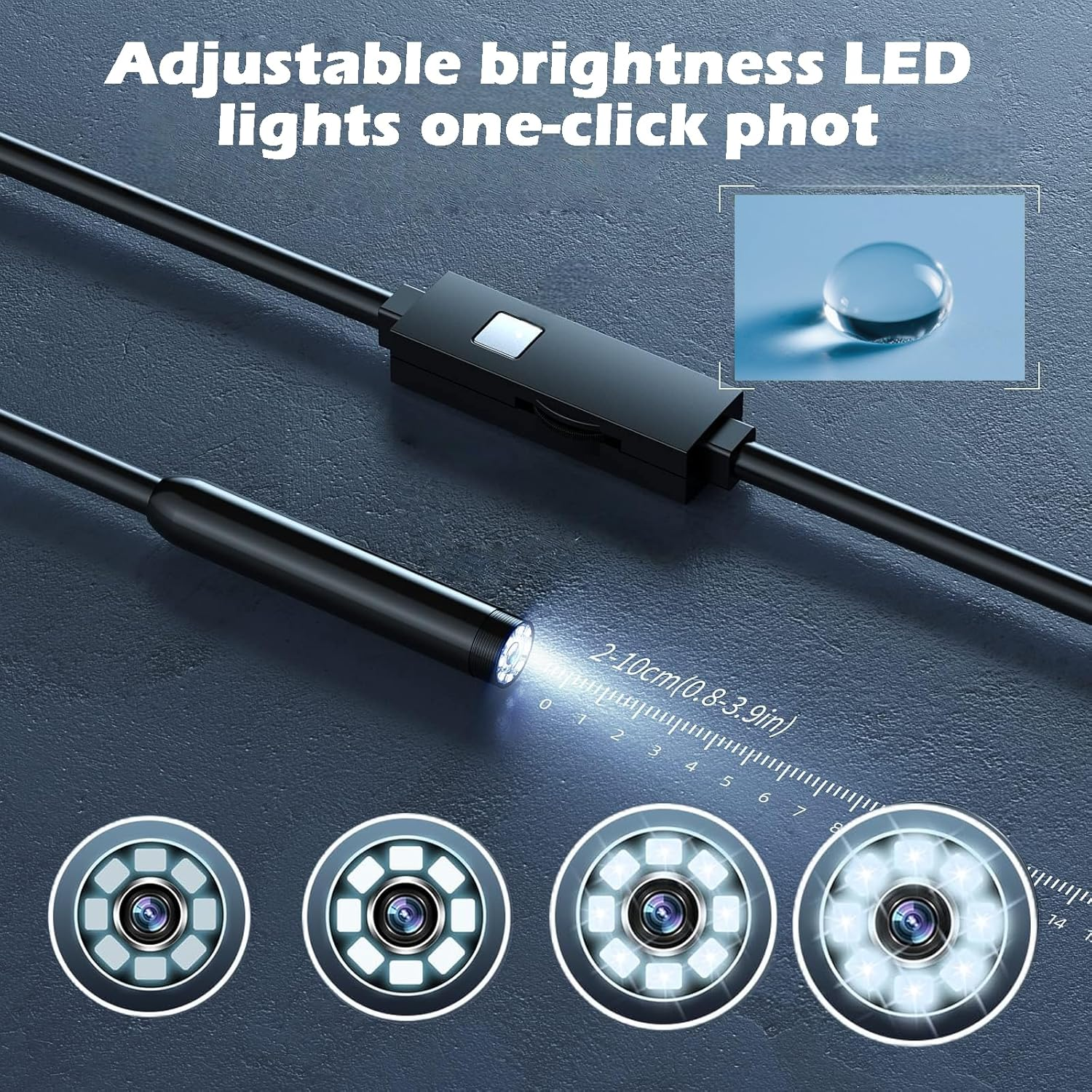 Jeyzuroa Endoscope Inspection Camera - 1080P HD Rigid Endoscope, IP68 Waterproof Endoscope Borescope with 8 LED Lights, Flexible Snake Camera for Iphone, Ipad and Android (5M) image number 4