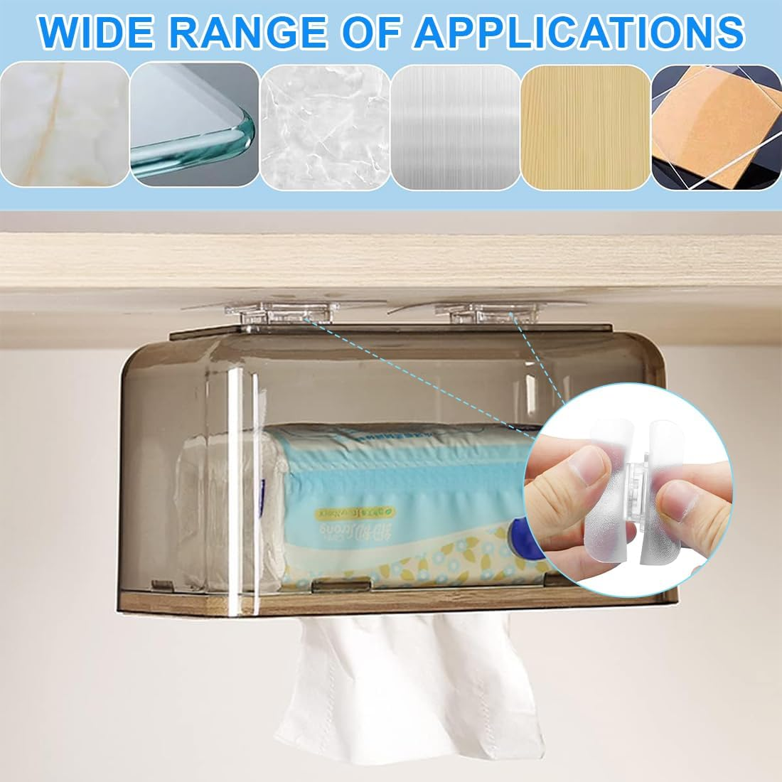 OIXEYA 10 Pairs of Magic Hooks, Adhesive Hooks, Transparent, Double-Sided, Multifunctional, Wall Mounting, No Drilling, Water and Oil Resistant, Removable, Suitable for Kitchen, Bathroom, Living Room image number 3