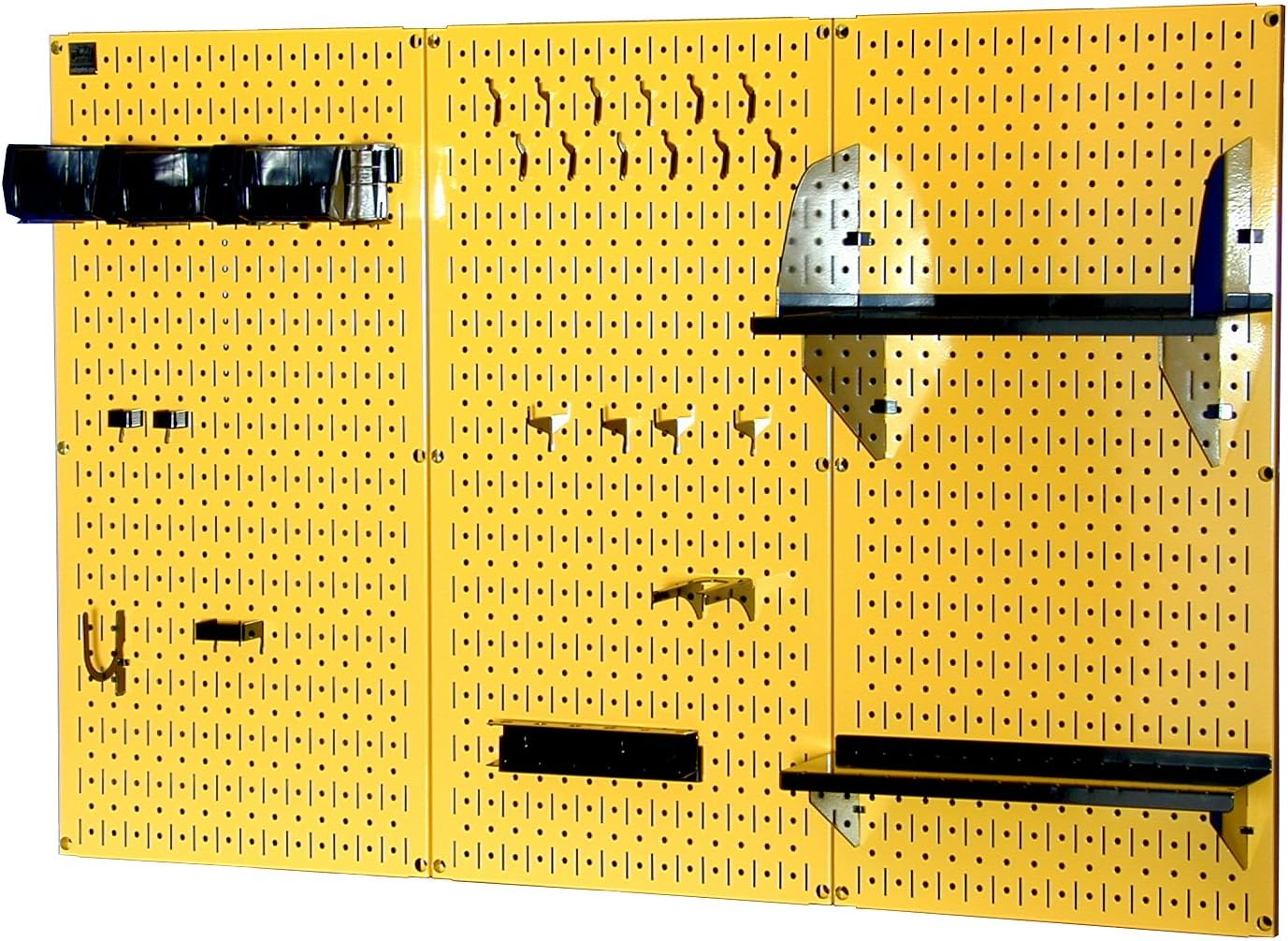 Wall Control 30-WRK-400 YB Pegboard Organizer 4' Metal Standard Tool Storage Kit with Yellow Tool Board and Black Accessories image number 4