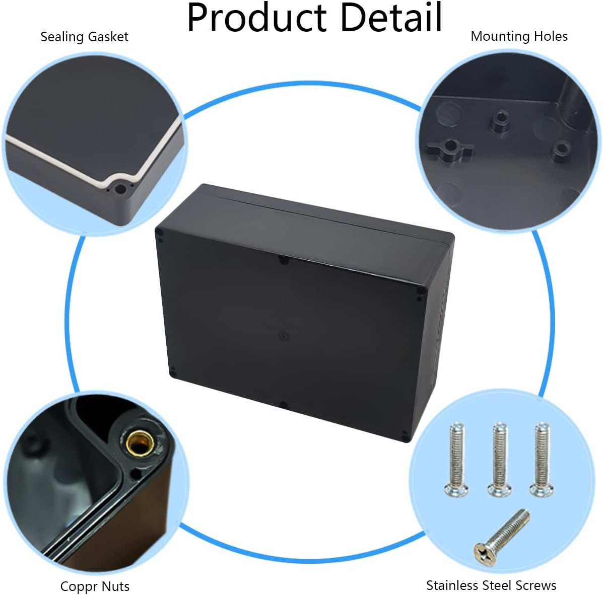 Otdorpatio Project Box IP65 Waterproof Junction Box ABS Plastic Black Electrical Boxes DIY Electronic Project Case Power Enclosure 11.42X8.27X3.94 Inch (290X210X100 Mm) image number 4