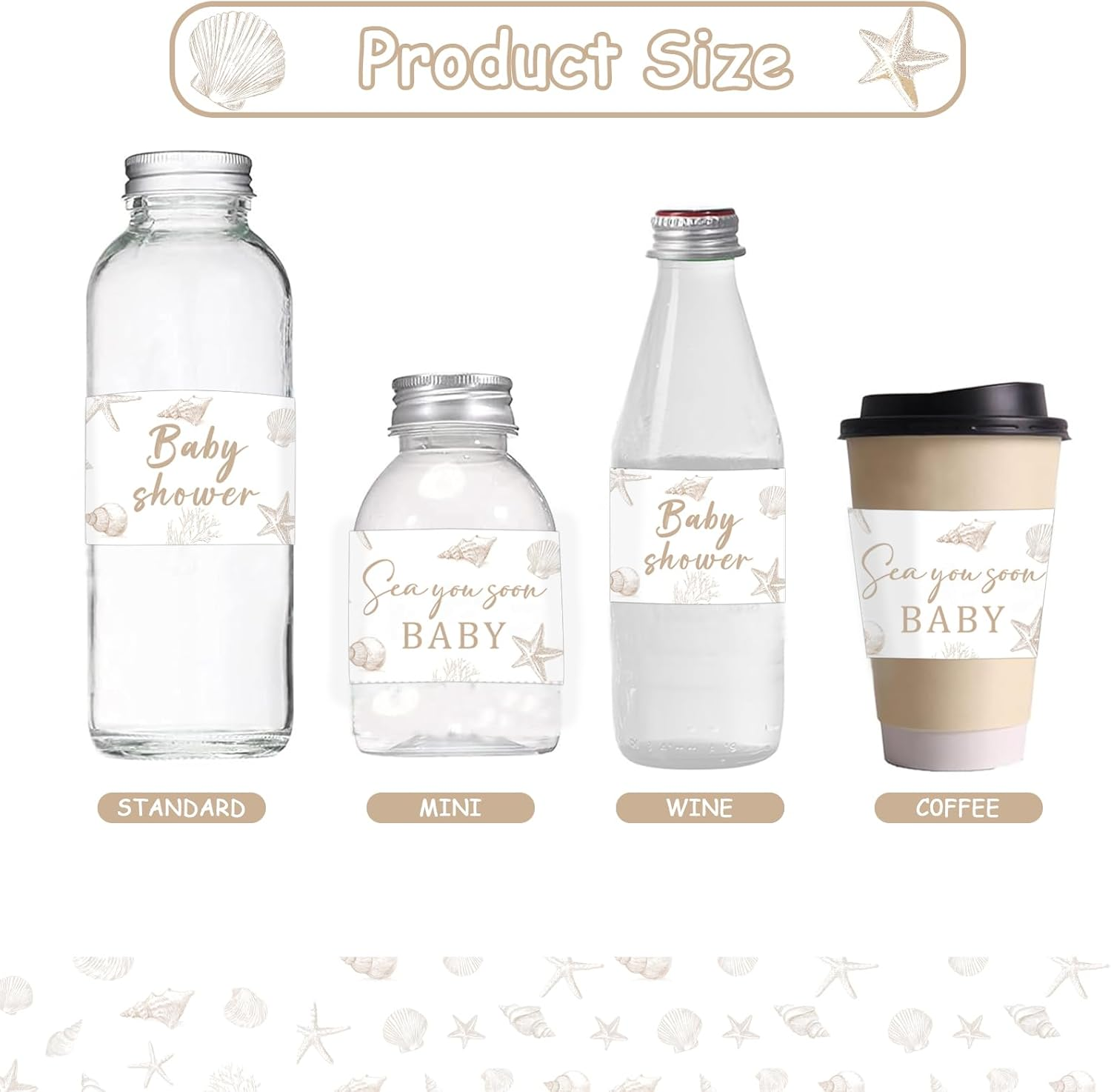 28Pcs Sea You Soon Baby Shower Water Bottle Labels Waterproof Ocean Animals Water Bottle Wrapper Stickers for Sea You Soon Baby Shower Gender Reveal Decor Party Supplies image number 5