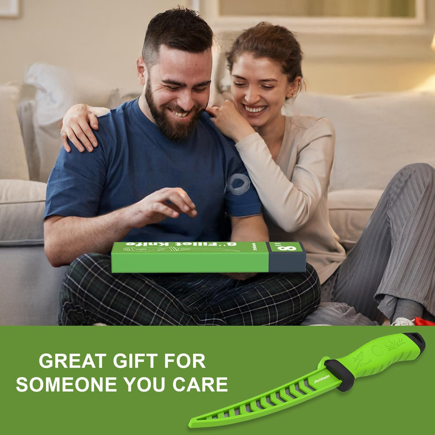 ANTOWIN Fishing Fillet Knife,7 Inch Professional Level Knives,Sharp Stainless-Steel Non-Stick Coating Blade, Non-Slip Handles, Perfect for Freshwater and Saltwater Fish (8 Inch) image number 2