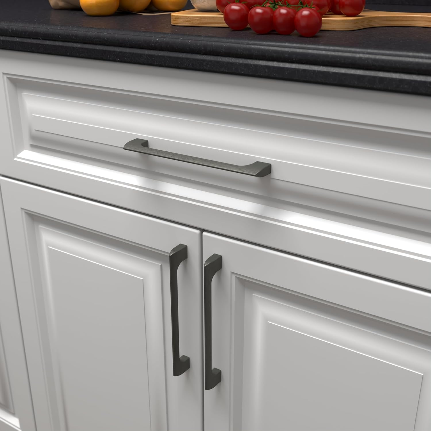 Monti Hardware | 1 Pack Gun Metal 6.3 Inch Hole Center | Cabinet Handles Bathroom Home Decor Drawer Pulls | Stainless Metal Kitchen Cabinet Handles | Etna Collection image number 2
