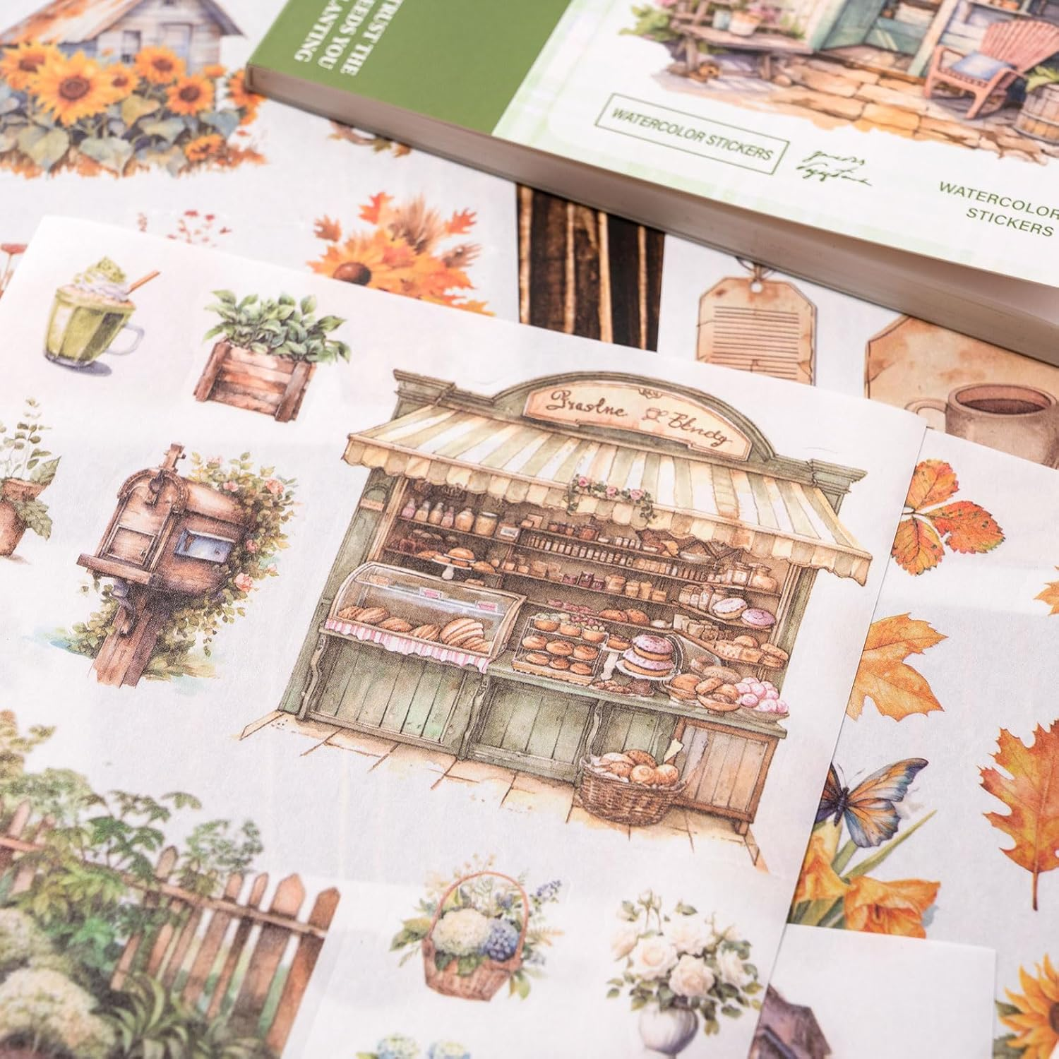 Yagcu Scrapbook Sticker Book, 50 Sheets Journaling Stickers, Junk Journal Supplies, Pre-Cut Aesthetic Washi Materials, Watercolor Scrapbooking for Adults, Decorative Ephemera Planner Arts Craft image number 6