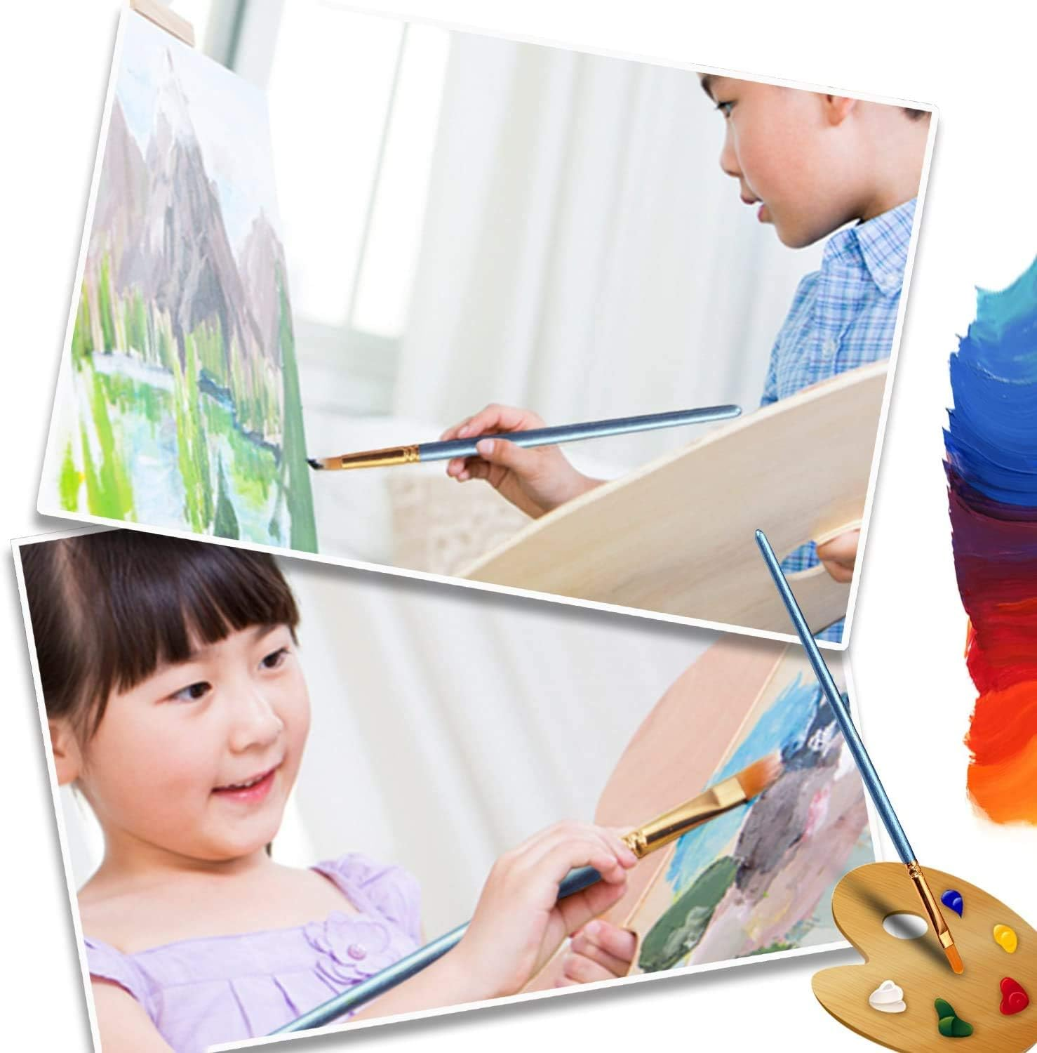 3 Pack Paint Brush Set, 30 Pcs Nylon Hair Brushes for Acrylic Oil Watercolor Painting Artist Professional Painting Kits image number 2