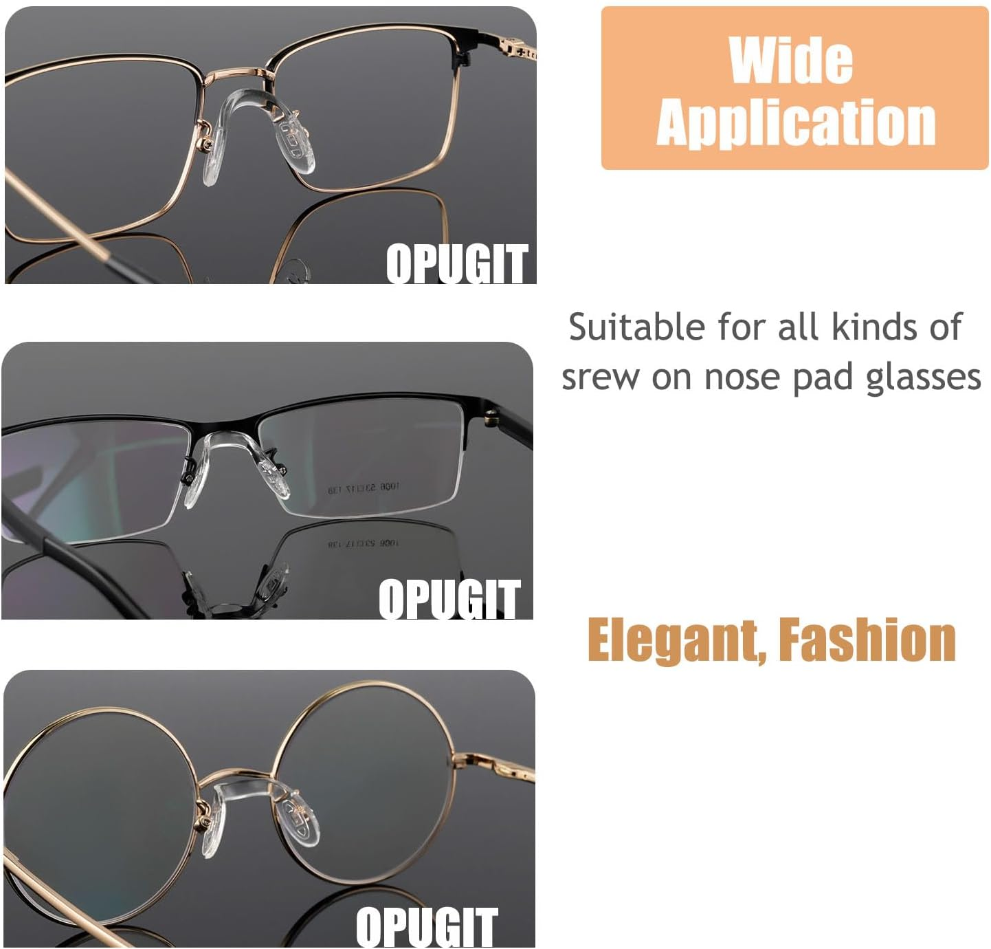 15 Pcs,3 Sizes Eyeglasses Nose Pads,U Shaped Eyeglasses Nose Pads Screw-In Eyeglass Nose Piece Soft Silicone Nose Pad for Eye Glasses Sunglass Eyewear, Clear image number 2