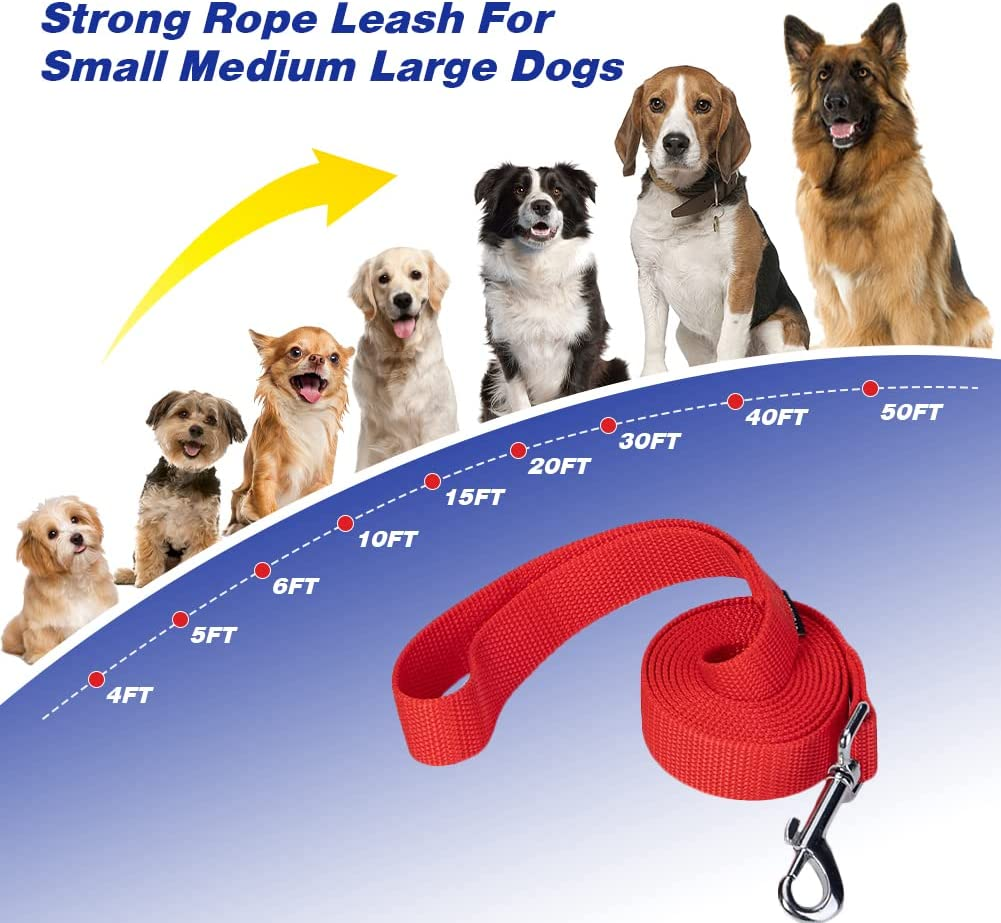 Dog/Puppy Obedience Recall Training Agility Lead 4Ft 5Ft 6Ft 10Ft 15Ft 20Ft 30Ft 50Ft Long Nylon Training Dog Leash for Small Medium Large Dogs image number 1