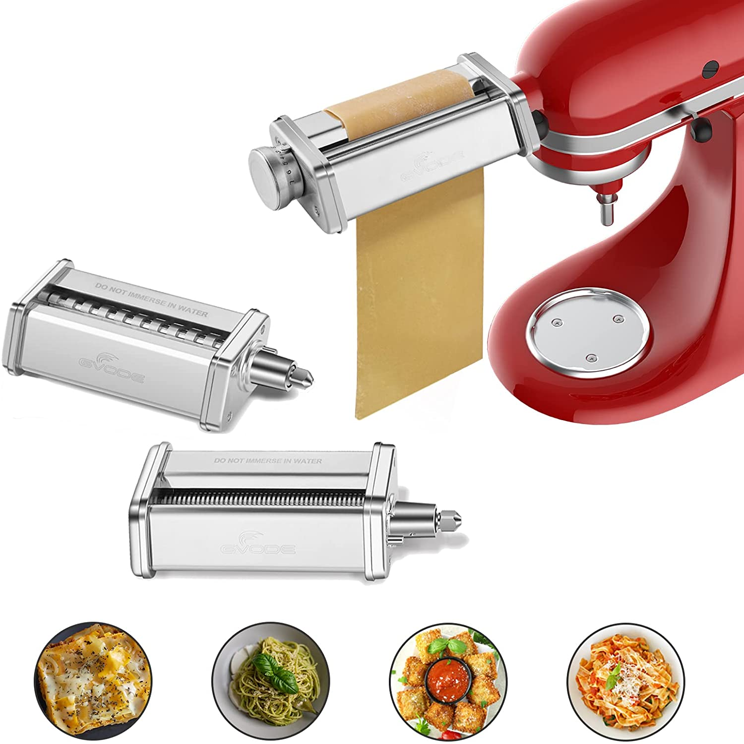 Pasta Attachment for Kitchenaid Stand Mixer Included Pasta Sheet Roller, Spaghetti Cutter and Fettuccine Cutter Pasta Maker Stainless Steel Accessories 3Pcs by Gvode image number 5
