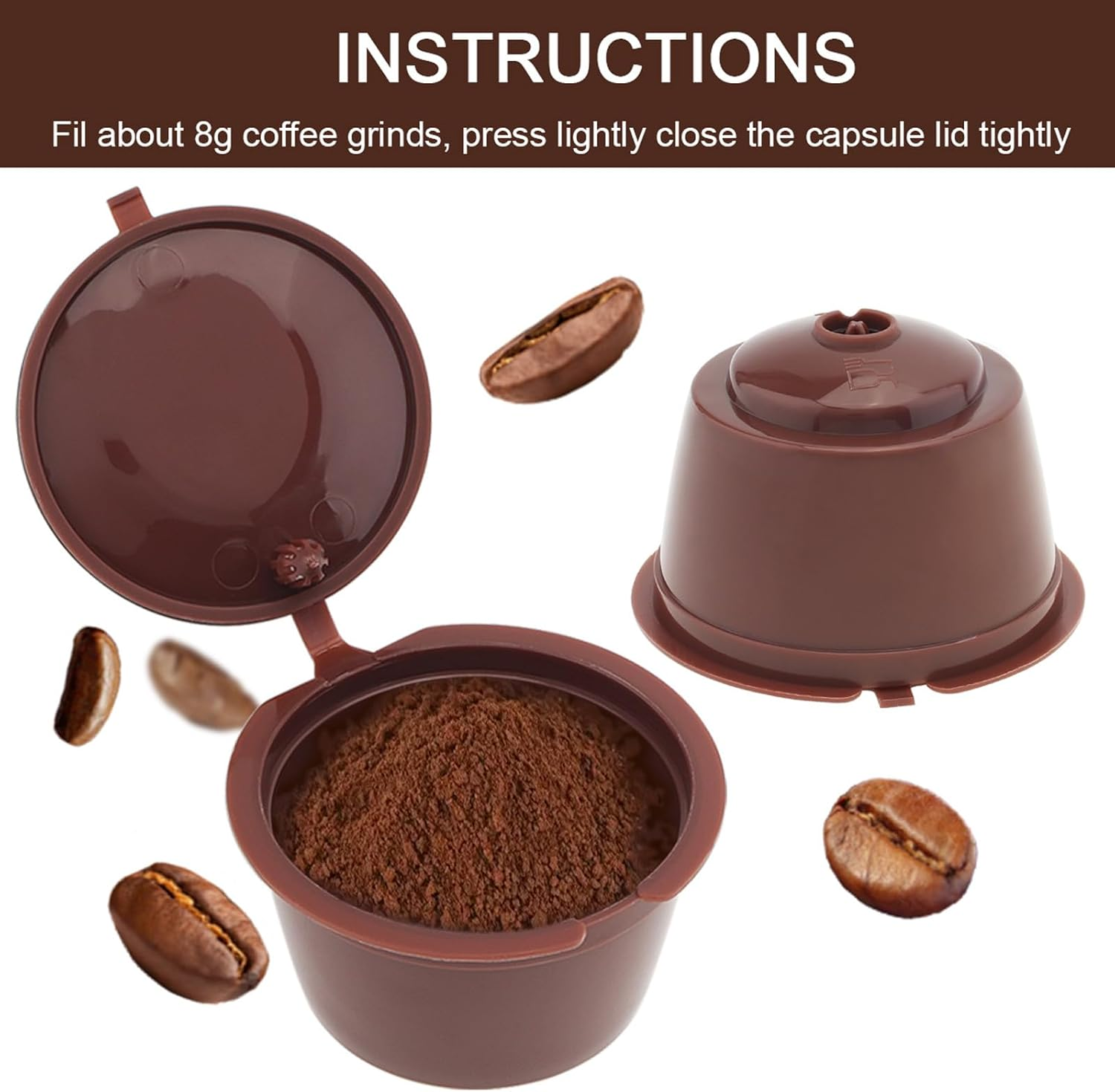 Reusable Coffee Capsule Filters 3Pcs, Colorful Coffee Filters for Nescafe Dolce Gusto Brewers Machine, Reusable Refillable Coffee Pods Capsule Filter Cups Kit with Cleaning Brush and Measuring Spoon image number 6