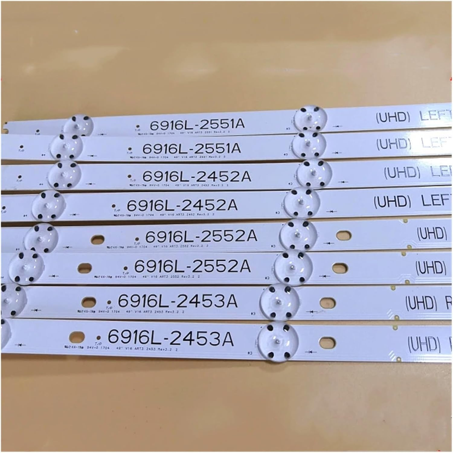 New Kit 8 Pcs LED Backlight Bar for 49Inch TV 49UH676V 49UH6500 6916L-2452A 6916L-2453A 6916L-2551A 6916L-2552A image number 1
