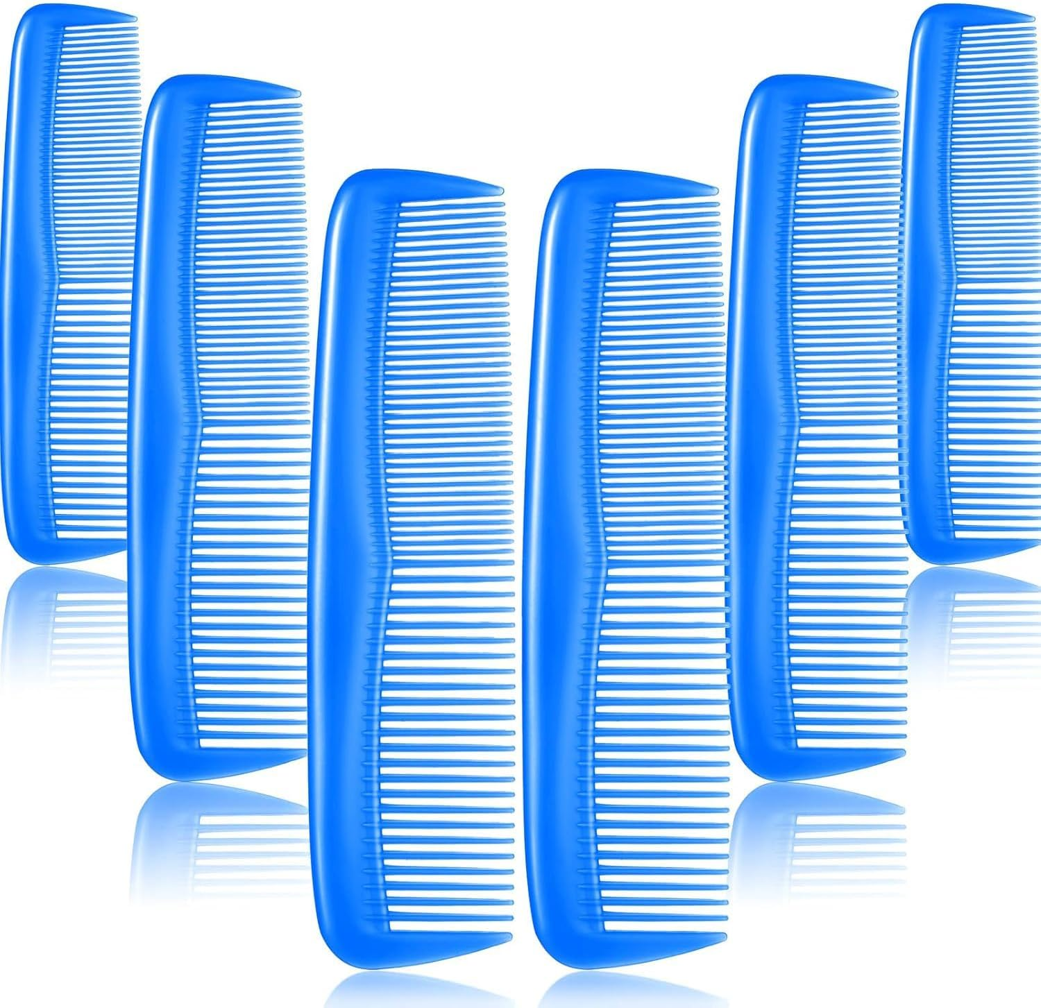 6 Pieces Hair Combs Set Pocket Plastic Fine Tooth Dressing Comb for Women and Men, Peines Para Cabello(Blue)