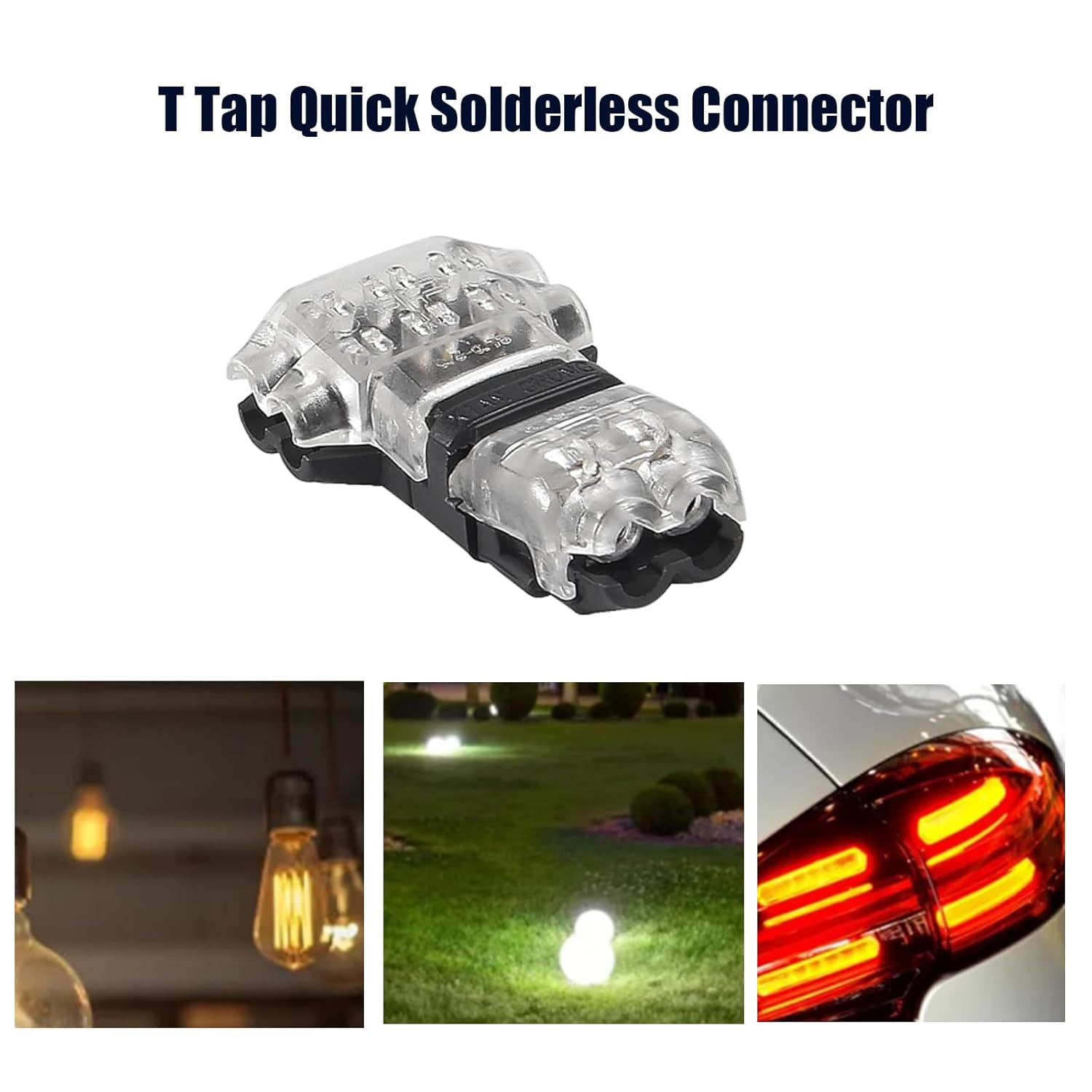 DIANN 10Pcs Low Voltage Wire Splice Connectors T Tap Quick Solderless Connector 2 Pin Rock Solid Connector for 20/22 AWG Cable for Automotive Vehicle Audio Video Lighting image number 1