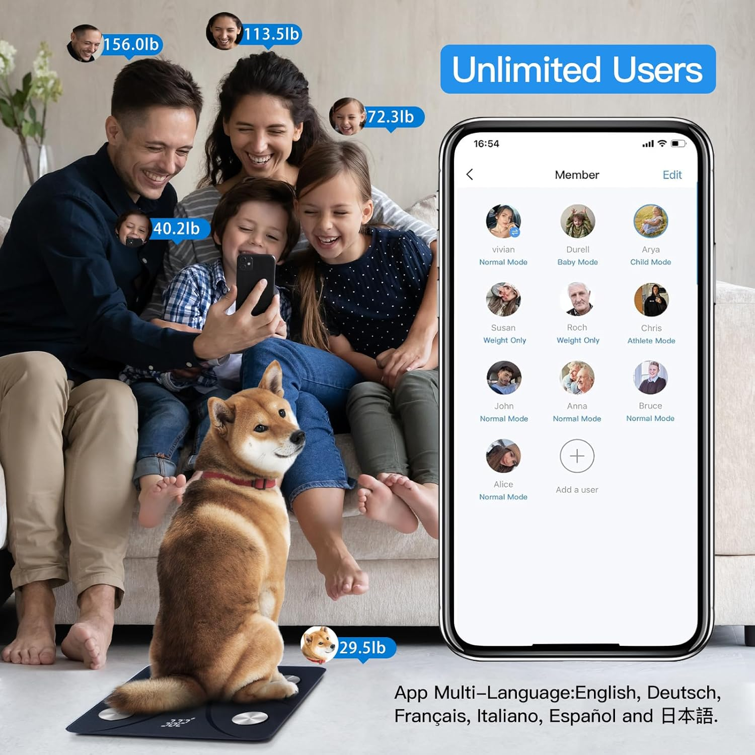 Vitafit Smart Bathroom Scales, High Accuracy Assured by Weight Scale Professional Factory since 2001, App Sync 13 Body Composition Analyzer Including BMI, Body Fat and Muscle, 180Kg, Black