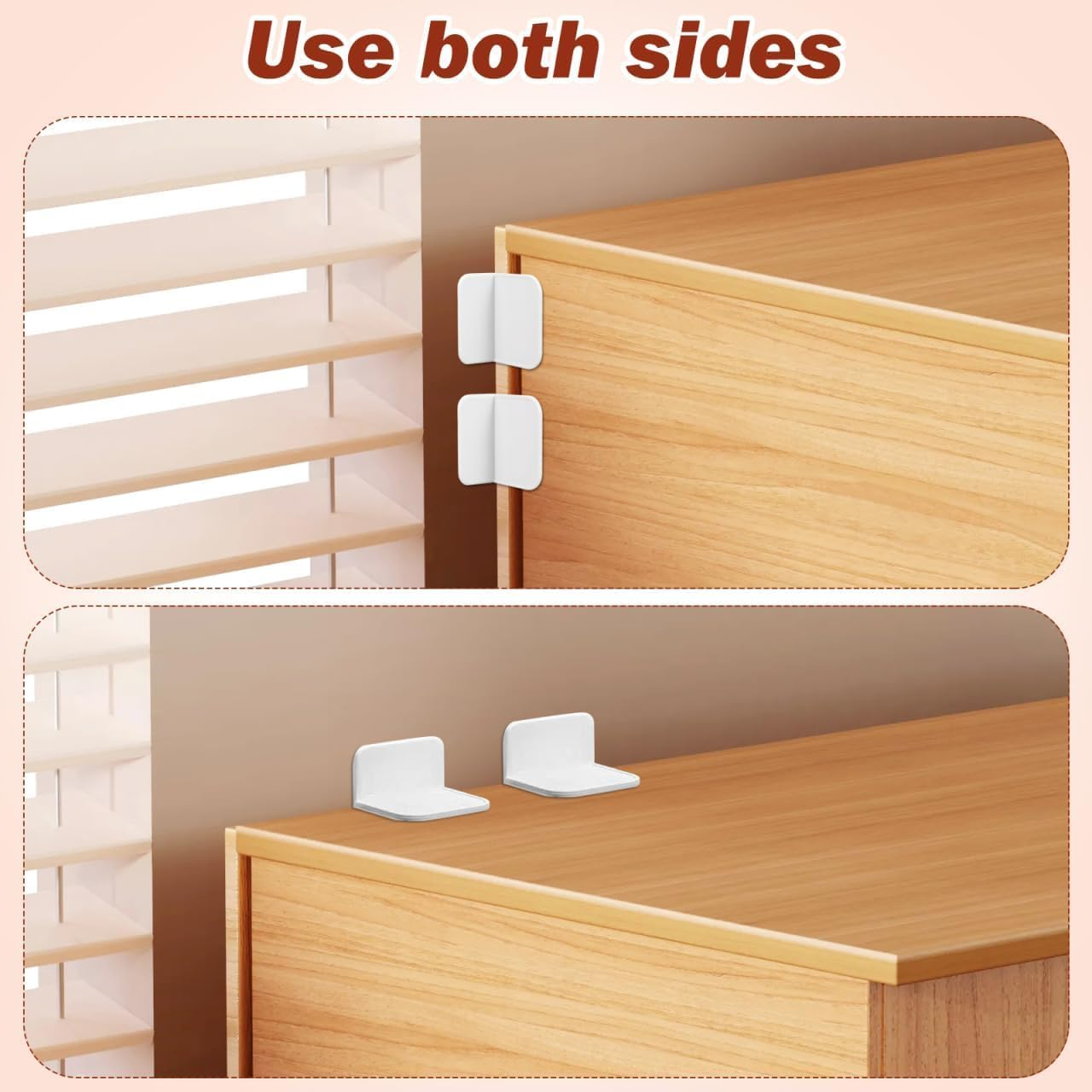 Furniture Anchors for Baby Proofing anti Tip Furniture Anchors Furniture Wall Anchor Secure Bookshelf Dresser Shelf Cabinet to Wall for Child Safety - Removable,No Screw 4 Pcs image number 2