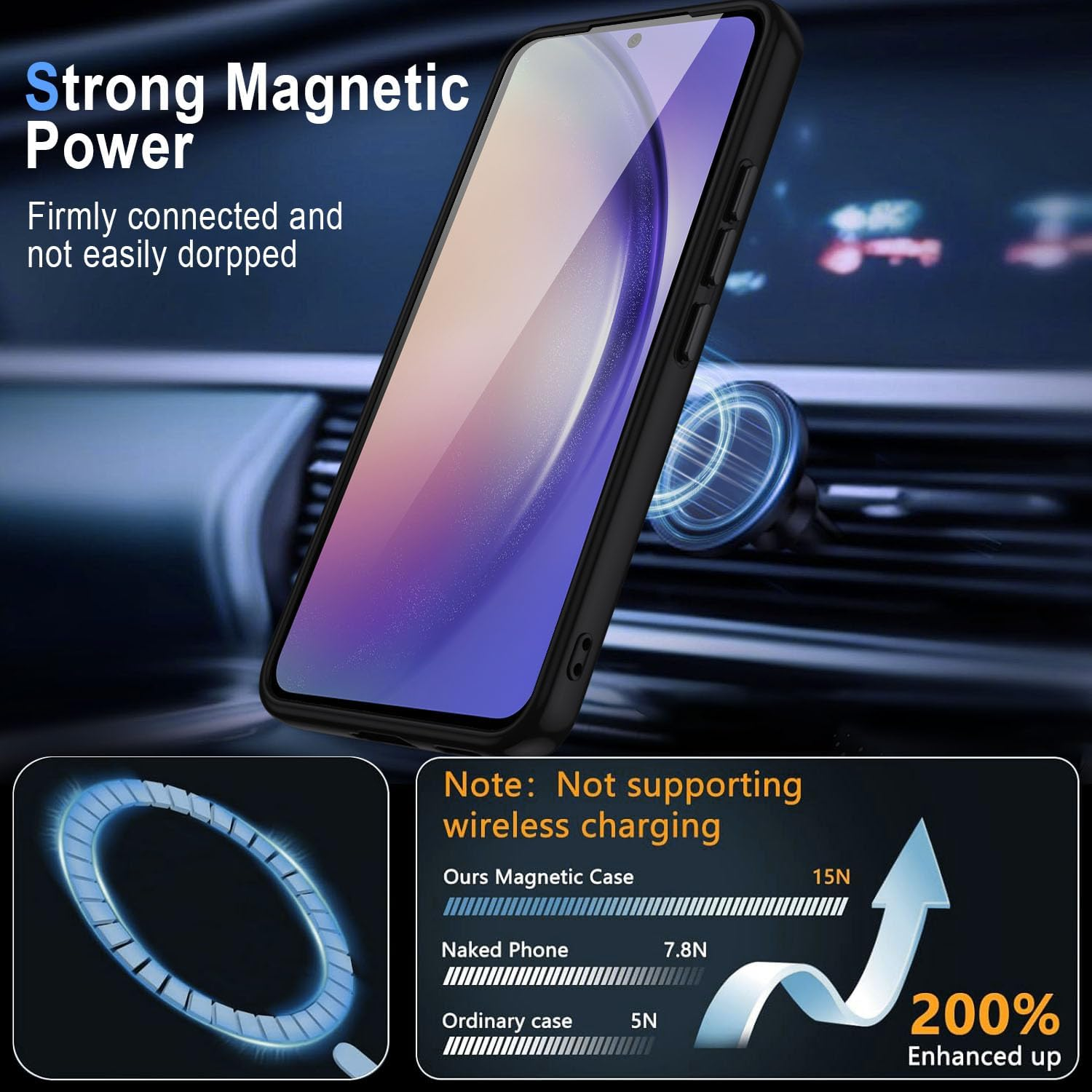 XTCASE for Oppo Reno 10 / Reno 10 Pro 5G Case Magnetic Compatible with Magsafe, Matt Translucent Mobile Phone Case for Oppo Reno 10 / Reno 10 Pro 5G Scratch-Resistant PC Back + TPU Bumper - Black image number 3