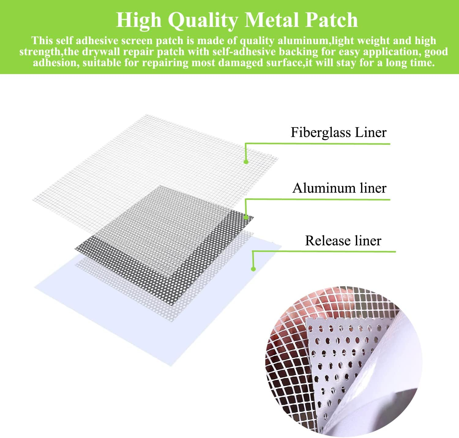 16 PCS Aluminum Wall Repair Patch Kit, Self -Adhesive Wall Repair Patch- 2&rdquo;X2&rdquo; (4) 4&rdquo;X4&rdquo; (4) 6&rdquo;X6&rdquo; (2) 8&rdquo;X8&rdquo; (2) Putty Knife (2) Sanding Pad (2), Dry Wall Hole Repair Patch Metal Patch