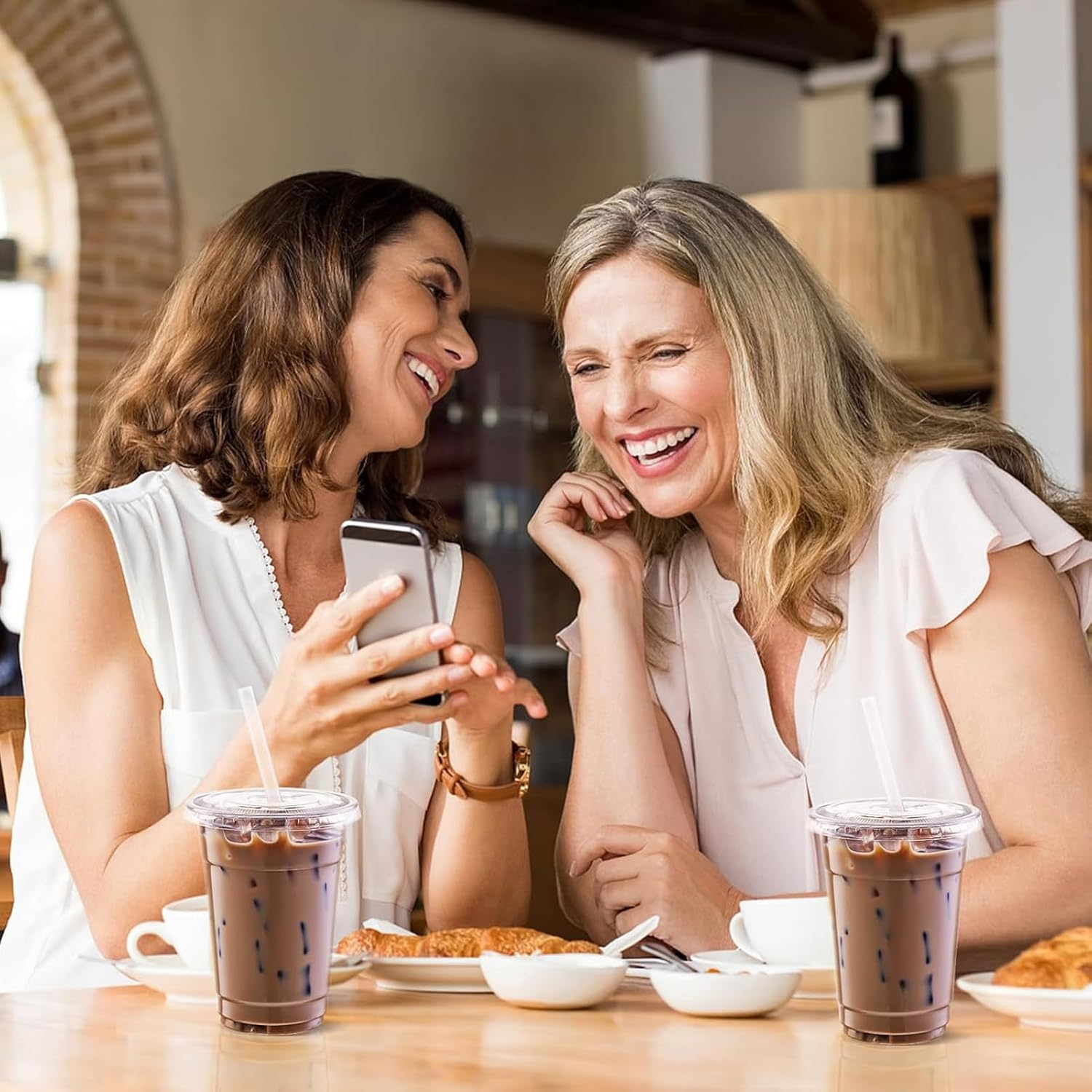 100 Pack 16Oz Plastic Cups with Lids and Straws, Reusable Clear Plastic Cups with Lids for Iced Coffee, Smoothie, Milkshake and Cold Drinks，Durable,Bpa Free, Recyclable image number 5