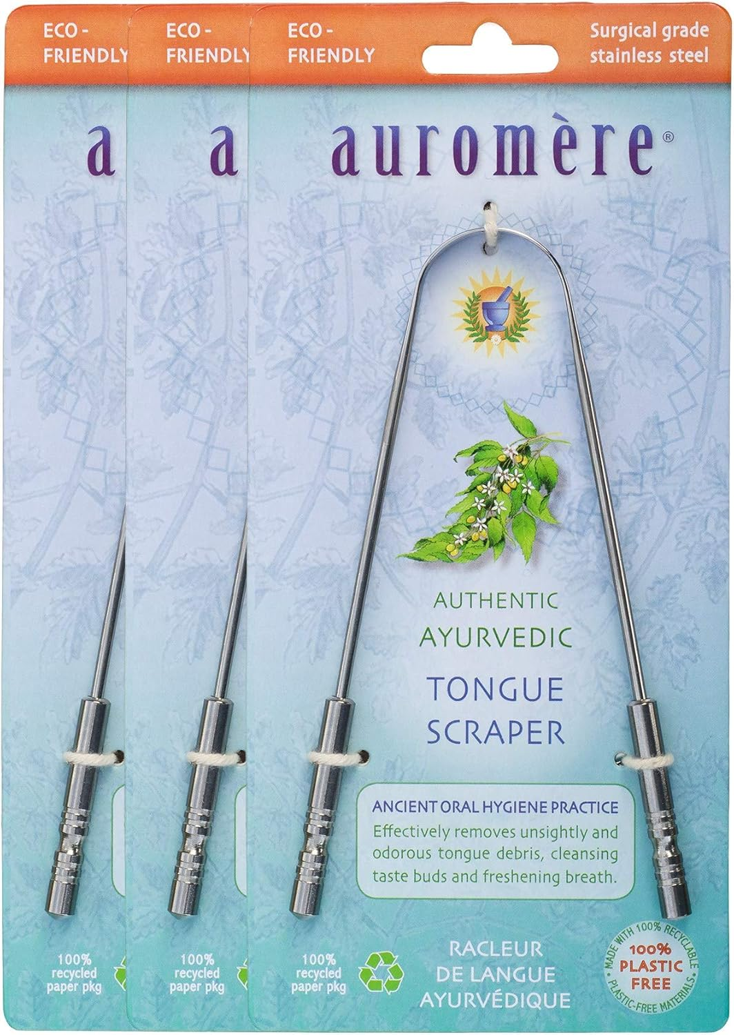 Auromere Stainless Steel Ayurvedic Tongue Scraper image number 3