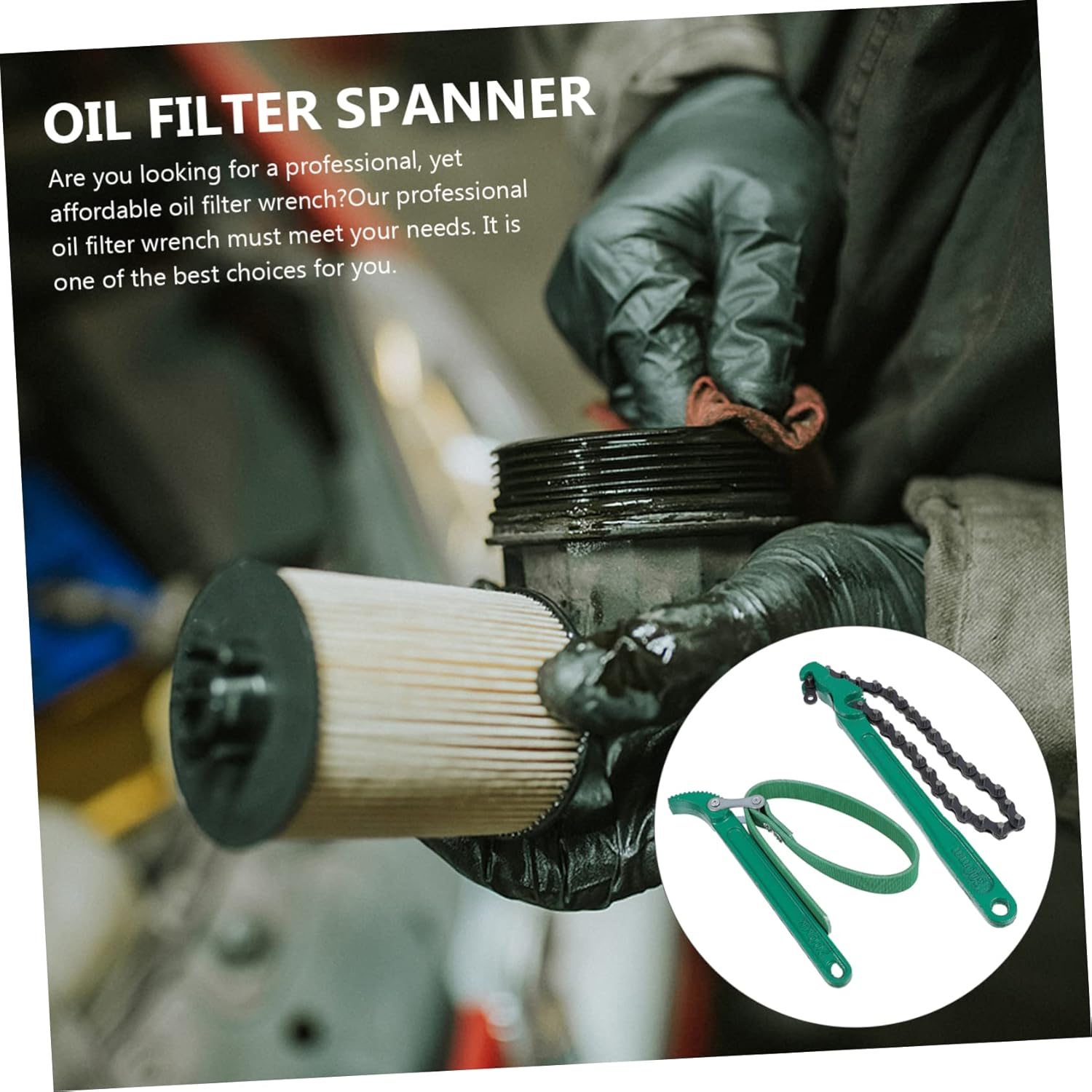 Mipcase 2Pcs Chain Belt Oil Filter Wrench Set for Automotive Repair, Sturdy Strap Spanner Tools for Engine Oil and Filter Replacement in Vehicle Maintenance image number 5